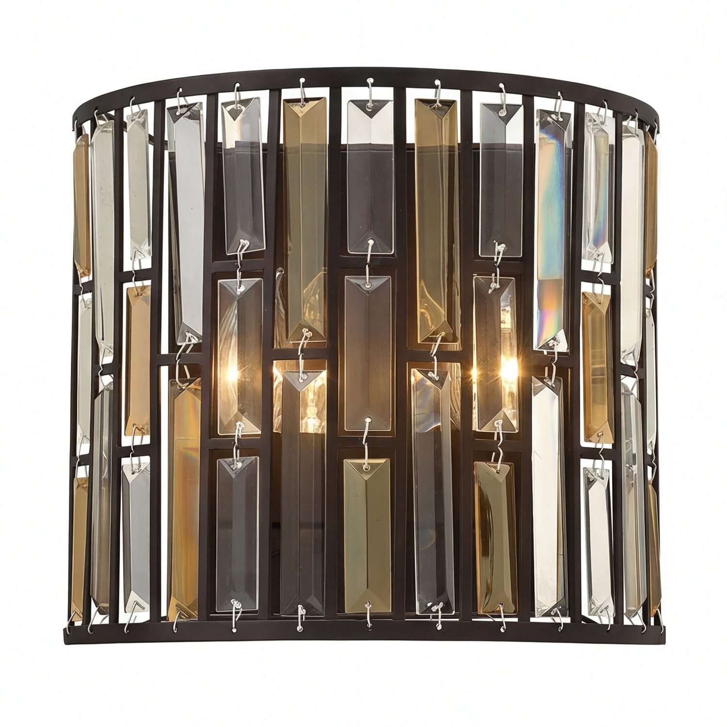 Licht-Erlebnisse Wandleuchte PRISM, ohne Leuchtmittel, Wandlampe Bronze Glas Metall E14 Jugendstil Beleuchtung