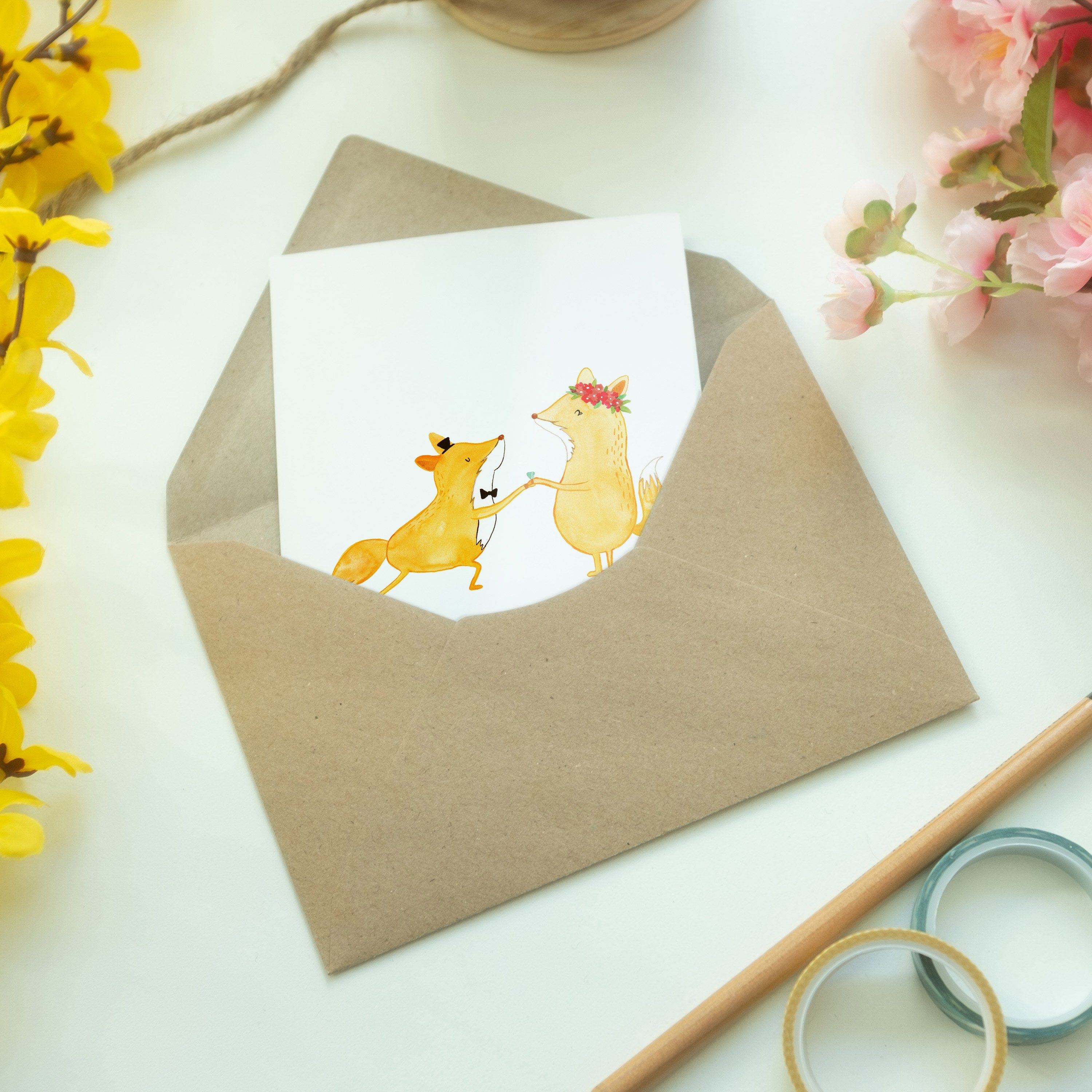 Panda Hochzeit - Mr. Mrs. Weiß Füchse Geschenk, Hochzeit & Karte, Hochzeitsgeschenk, - Grußkarte