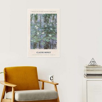 Posterlounge Poster Claude Monet, Paint the Way a Bird Sings, Wohnzimmer Modern Grafikdesign