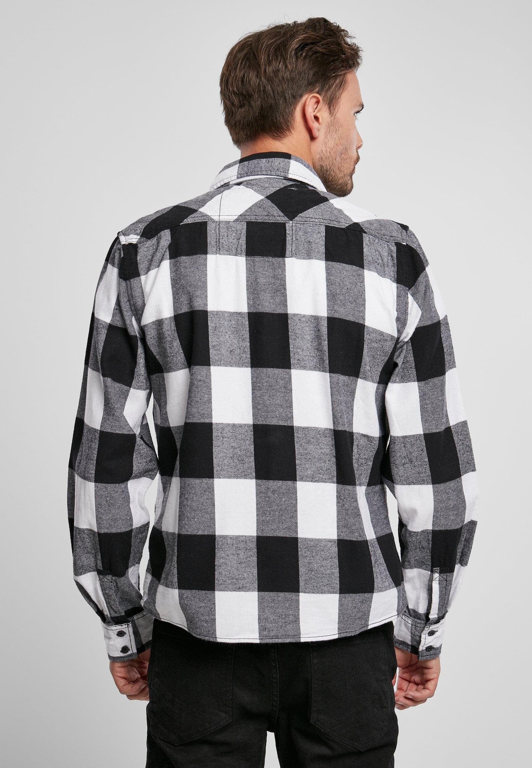 Shirt Checked Herren Brandit Langarmhemd (1-tlg) white-black