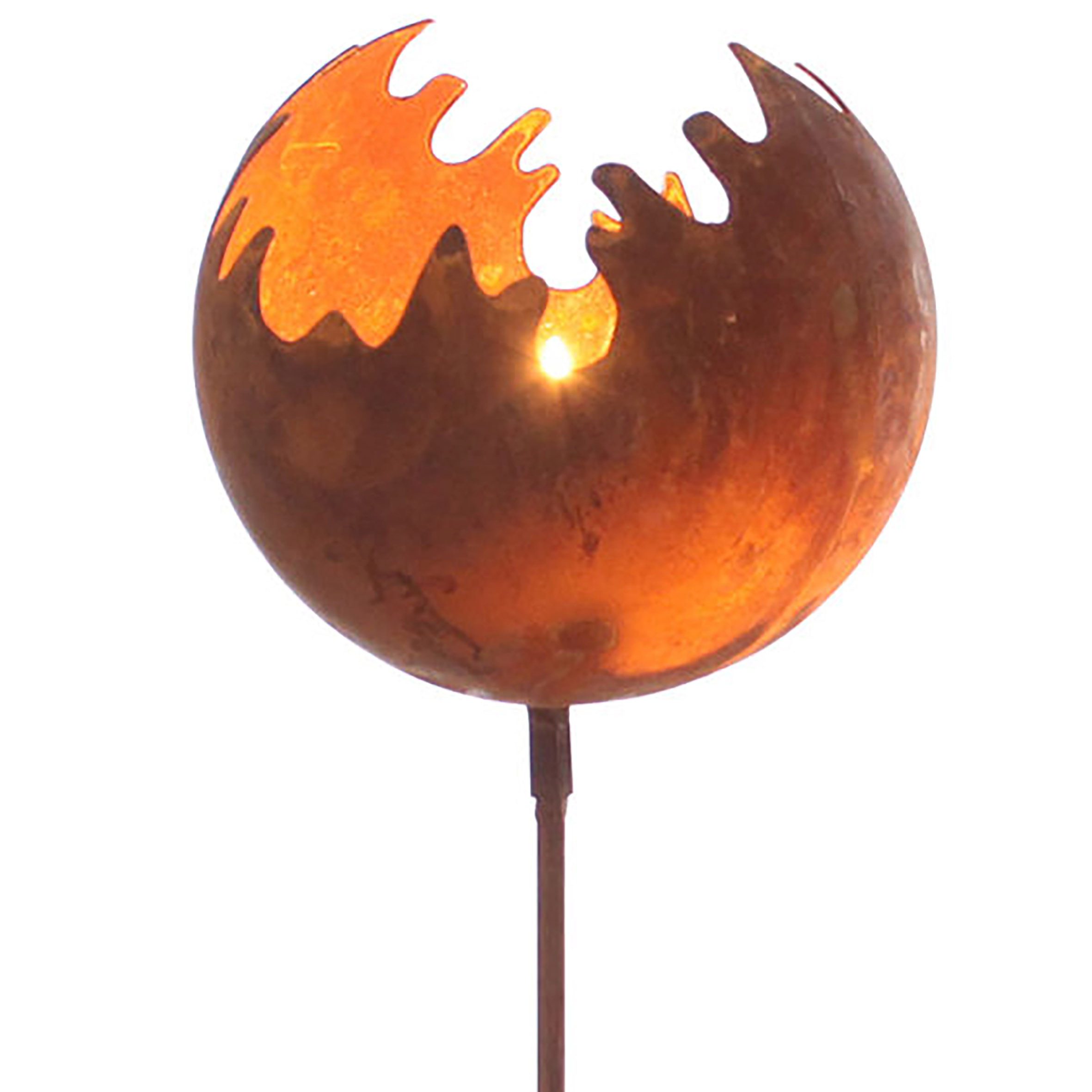 Spetebo Gartenstecker Metall Gartenstecker Naturrost Feuerball günstig online kaufen