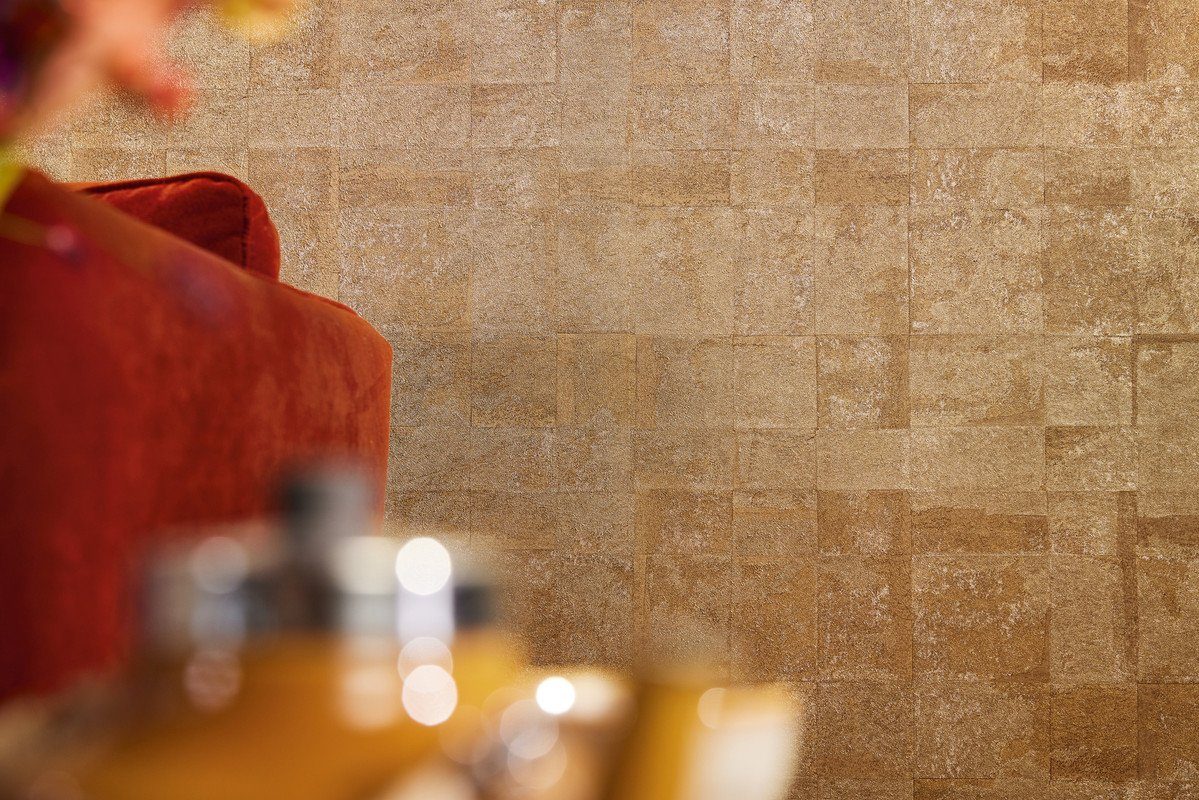 living walls Vliestapete Stories of Life Tapete Gold Metallic Struktur-Vliestapete, strukturiert, Metall-Effekte, gemustert, metallic, (1 St), glänzende Mustertapete für r Tapeten Wohnzimmer Schlafzimme modern