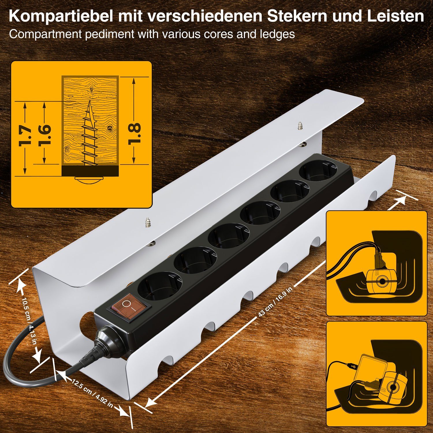 Goods+Gadgets Kabelkanal Goods+Gadgets Kabelkanal – Kabelmanagement Schreibtisch & Kabelhalter (Kabelhalter, Kabelwanne, Kabelkorb, 2-St) – Bild 4 von 5