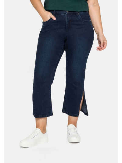 Sheego Bootcut-Jeans Große Größen in 7/8-Länge mit hoch geschlitztem Saum