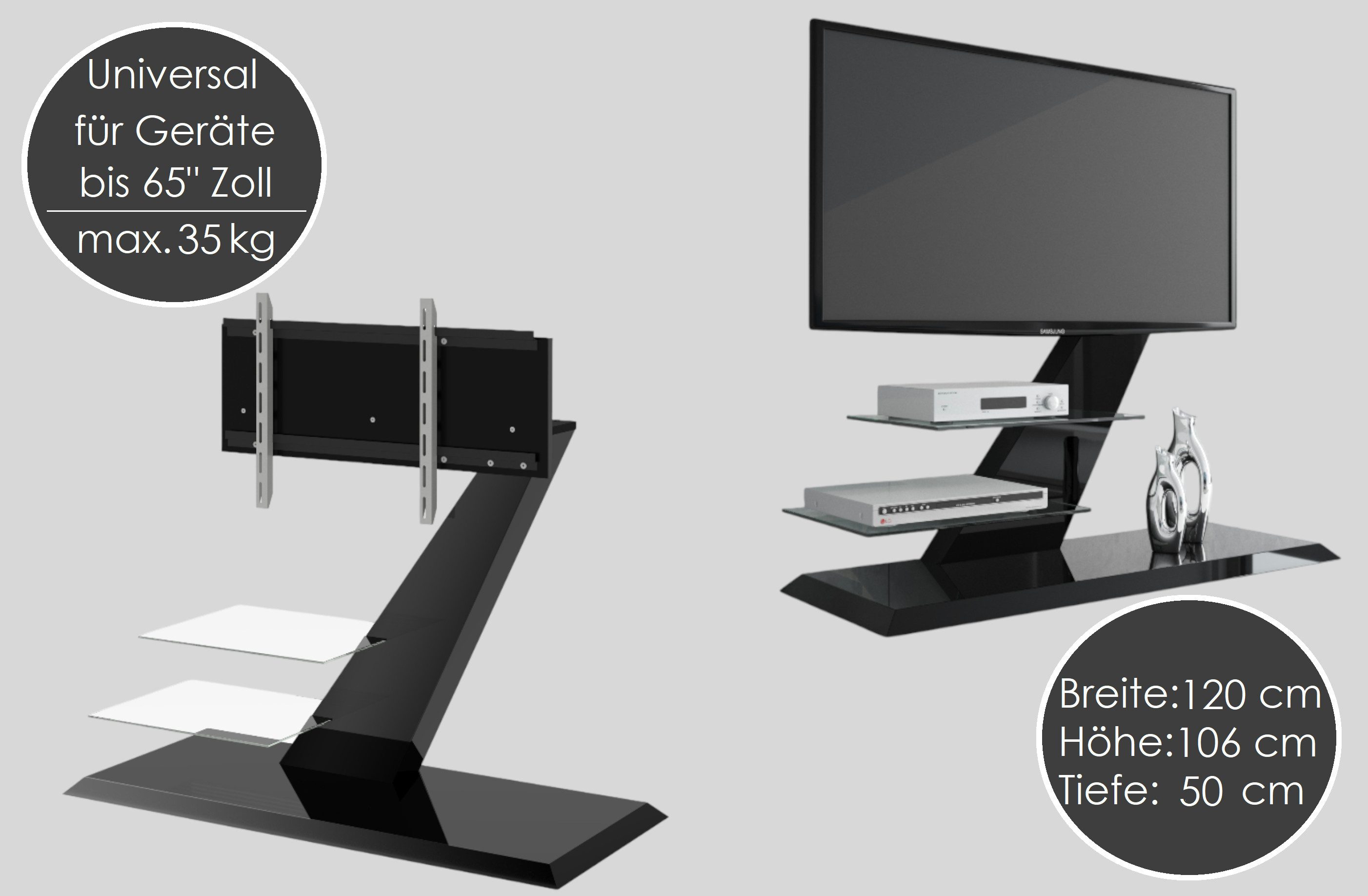 designimpex TV-Rack TV Schrank HZ-111 Hochglanz TV Rack TV Möbel Fernsehtisch TV Ständer