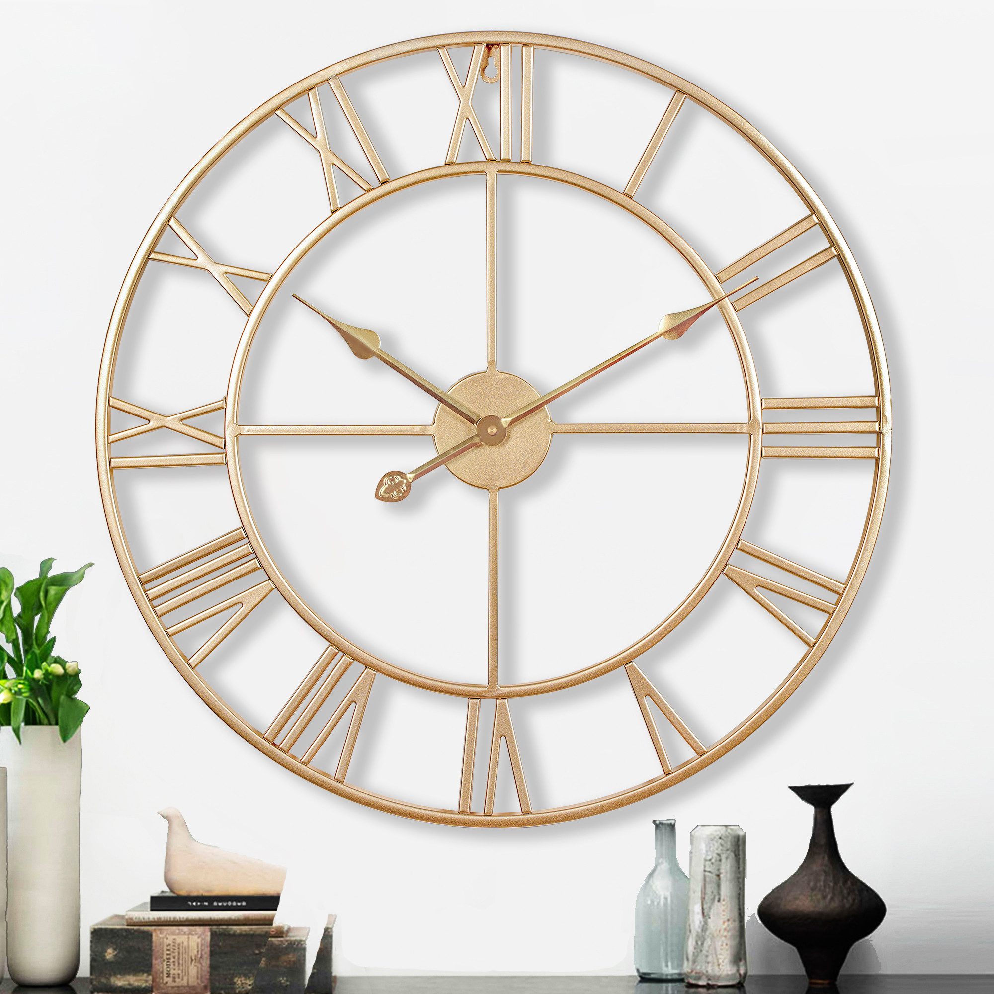 Wanduhr im Vintage-Stil Rund mit Robuster 2cm dicker Rahmen,römische Ziffern