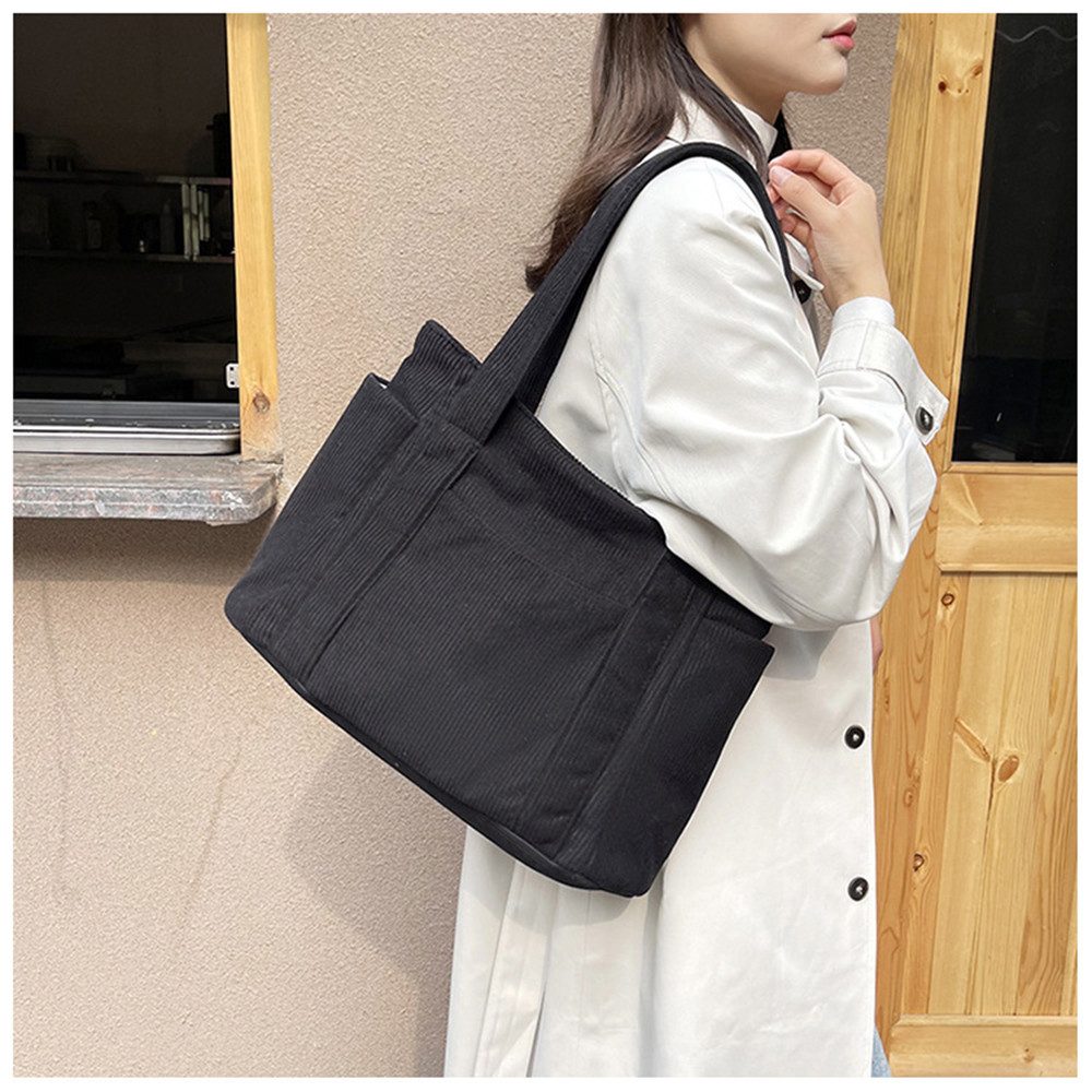 Zaewry Schultertasche Cord Tasche Damen,Tote Bag,Handtasche,Shopper Tasche Laptoptasche, für Bummeln Arbeit Schule Gym Halloween Weihnachtsgeschenk