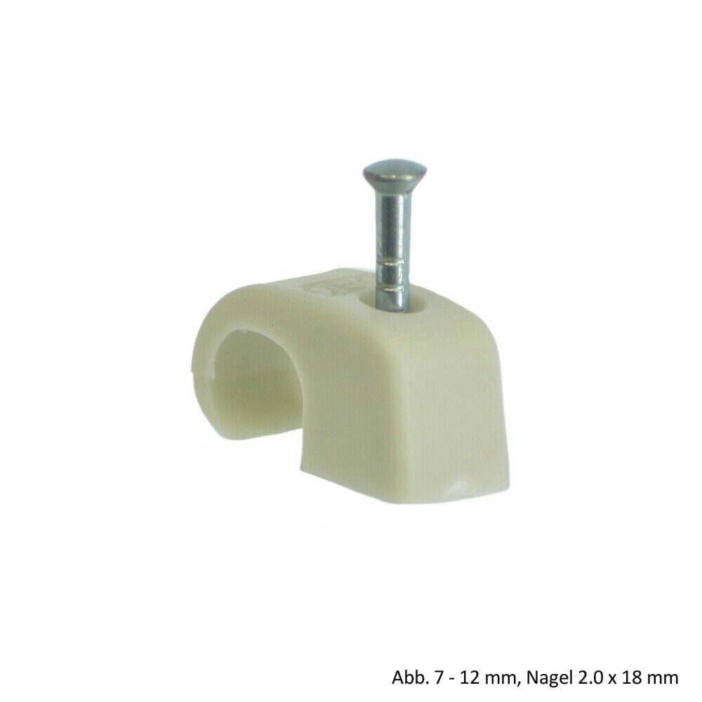 OBO BETTERMANN OBO Haft-Clip f. Kabel, 7-12mm, Nagel 2x35mm, Polypropylen, lichtgrau, Audio- & Video-Kabel