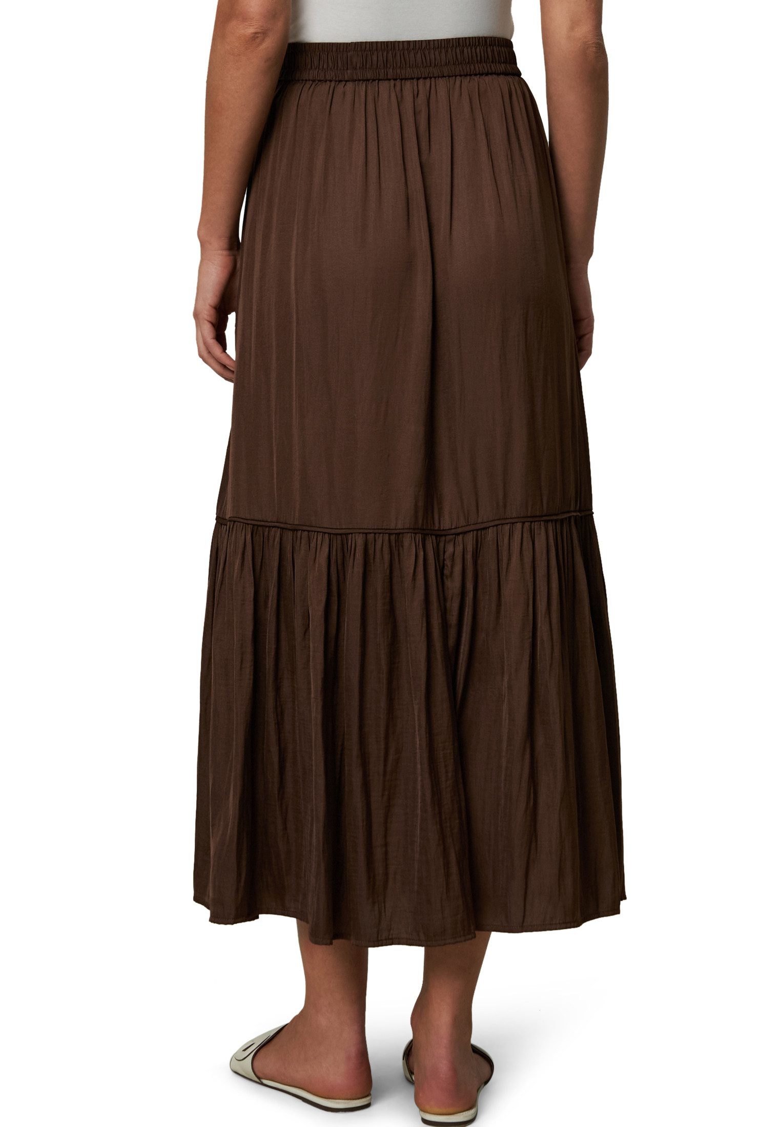 Zero Midirock Damen Satinrock mit Volants Volant
