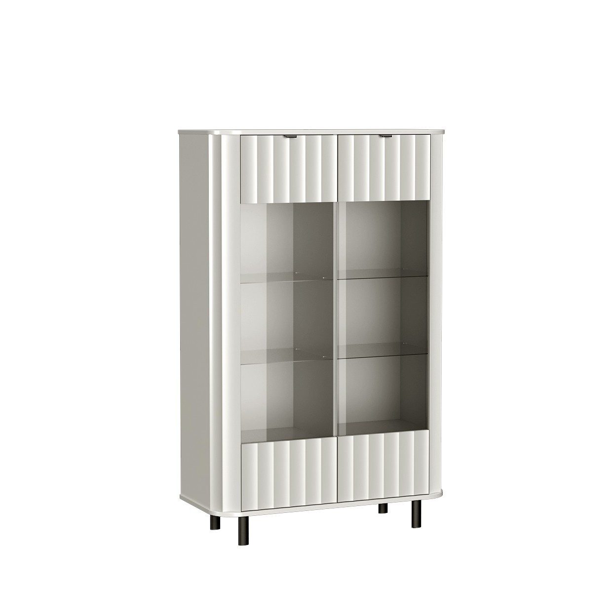 Masseno Glasvitrine MODERNO 200 x 98,3 cm Vitrine Vitrinenschrank mit 2 Türen Weiß