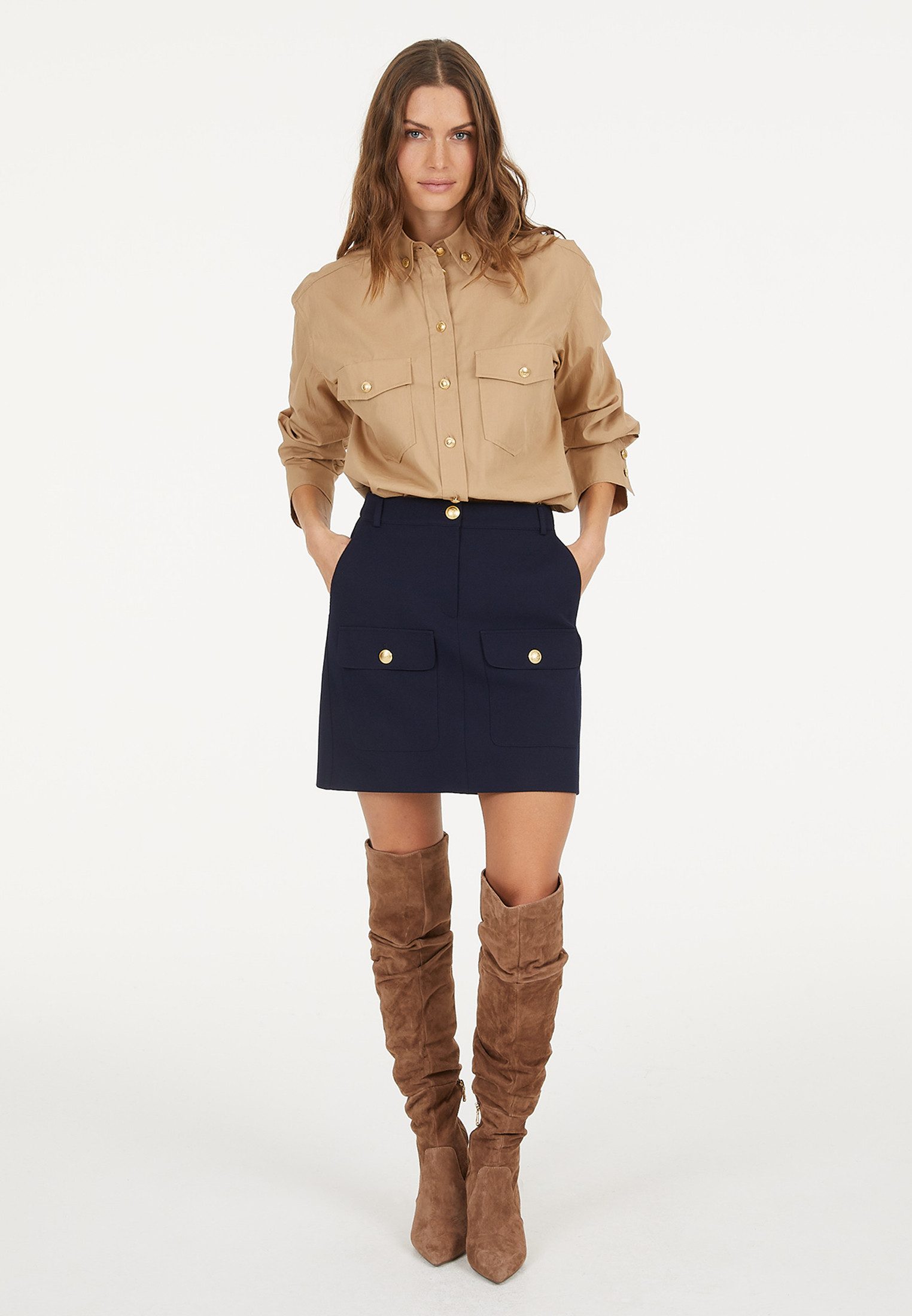 MARC AUREL Langarmbluse und Schmuckknöpfen günstig online kaufen