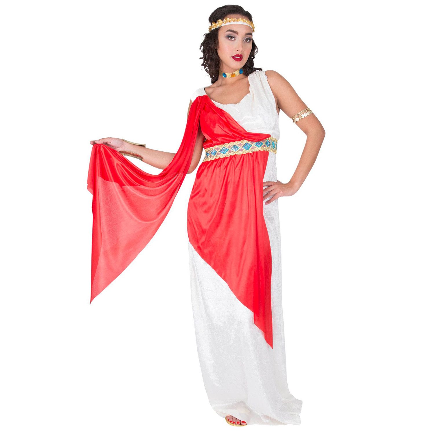 Funny Fashion Kostüm Adelige Römerin 'Livia' für Damen, Creme Rot