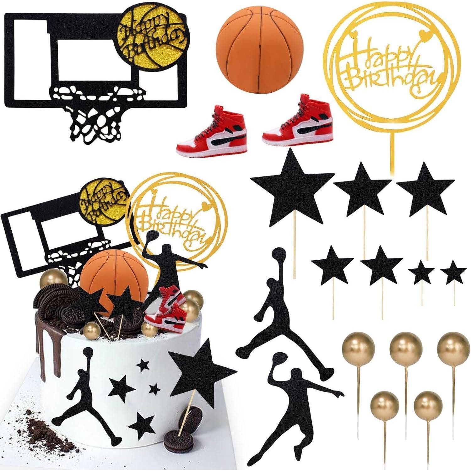 LuxusKollektion Tortenstecker Basketball-Kuchendekoration 17 Stück Jungen Herren Motiv PARTY-Zubehör