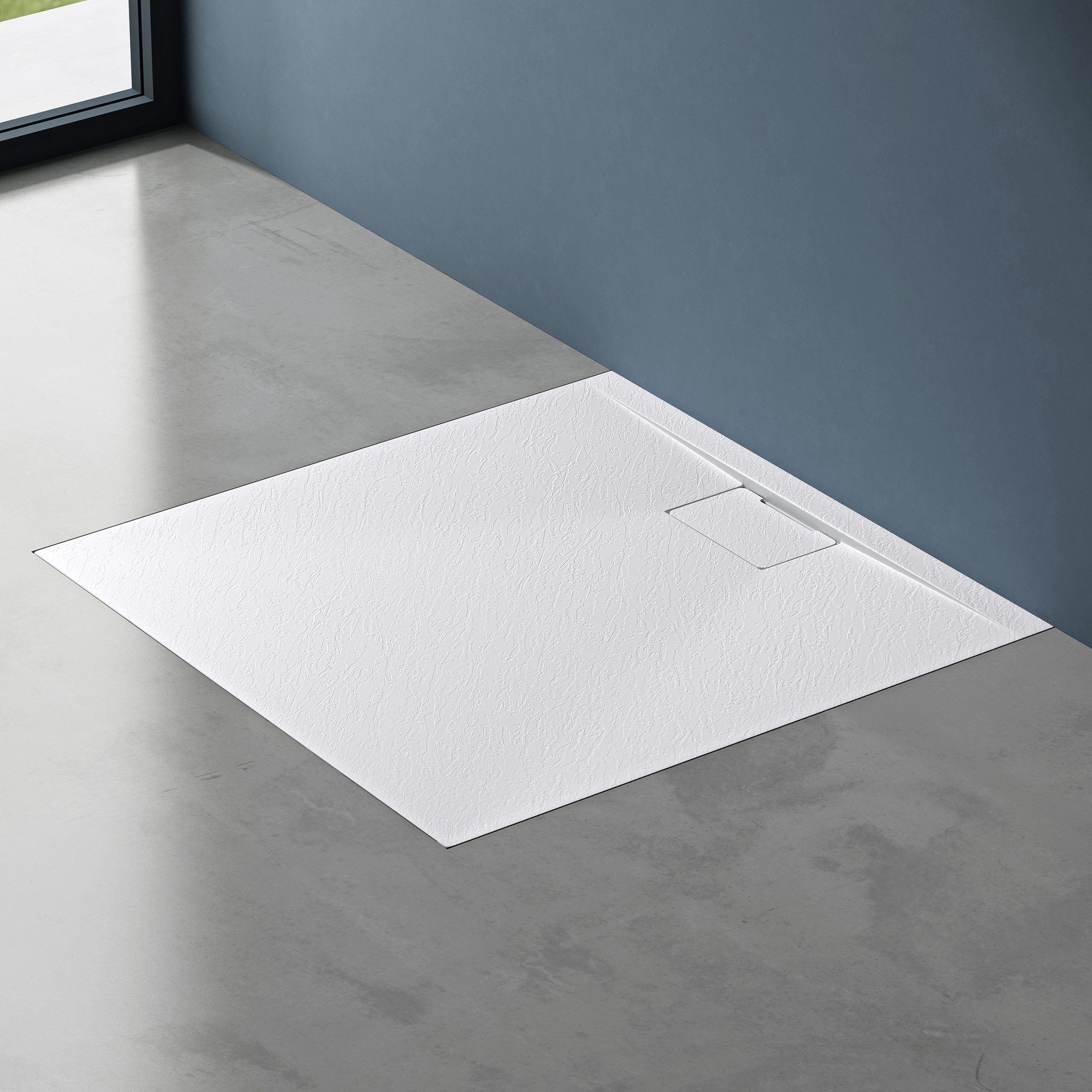 doporro Duschwanne Duschtasse flach aus Mineralguss DIN-Anschlüsse Boden Geoma07, Quadratisch, Mineralguss, BxT: 70-100cm x 80-160cm, Wahlweise mit oder ohne Ablaufgarnitur