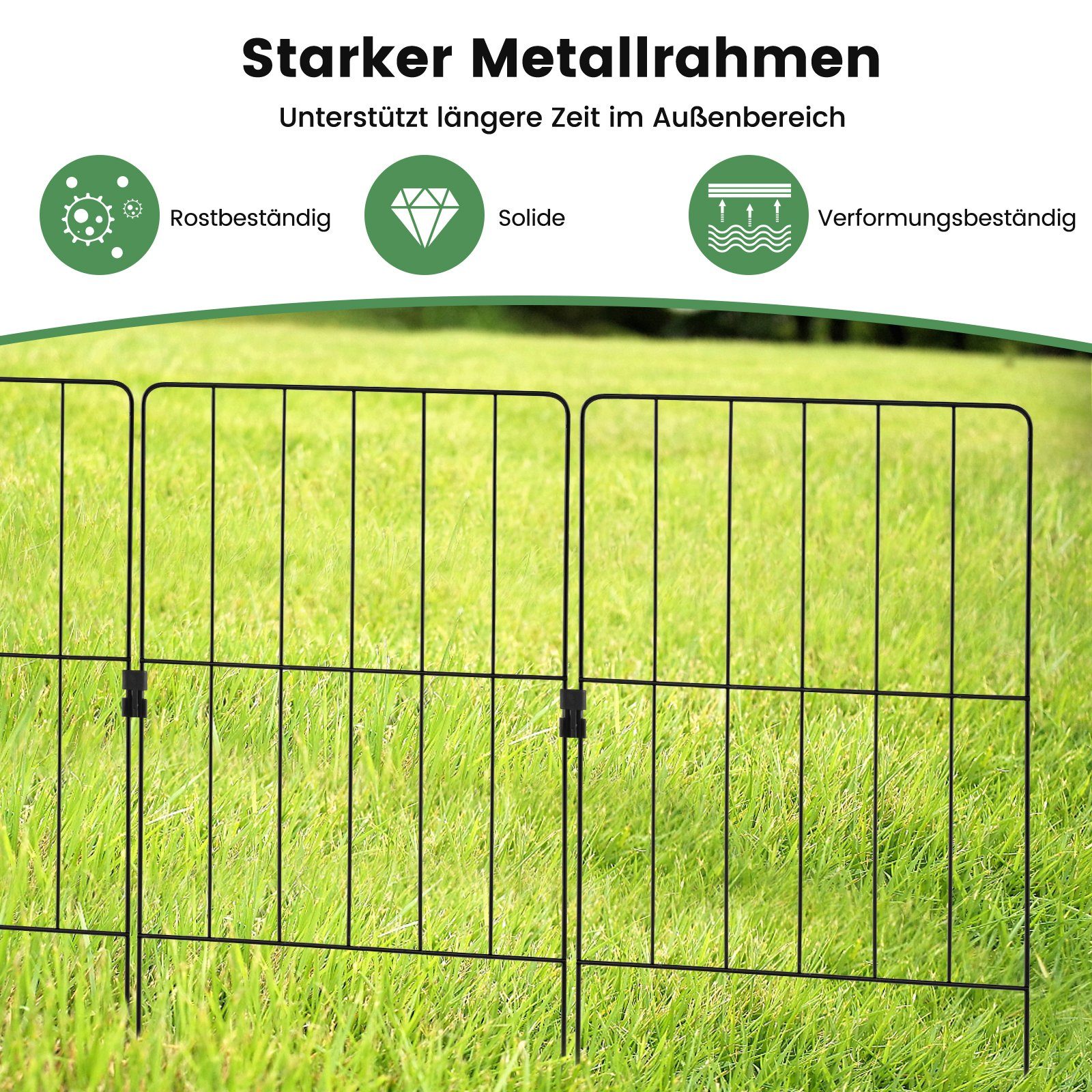COSTWAY Gartenzaun, 25 St. Beetzaun, Absperrzaun, aus Metall, 33x61 cm