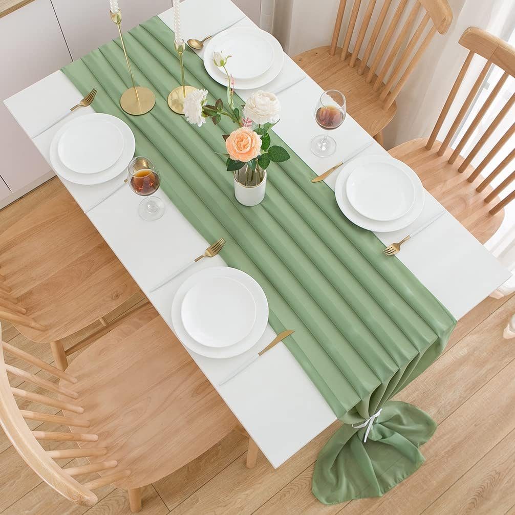 Coonoor Tischläufer Chiffon Hochzeit und Waschbar, Tischband für 72x304 Indoor Bordeaux Outdoor Grün cm Tischdeko