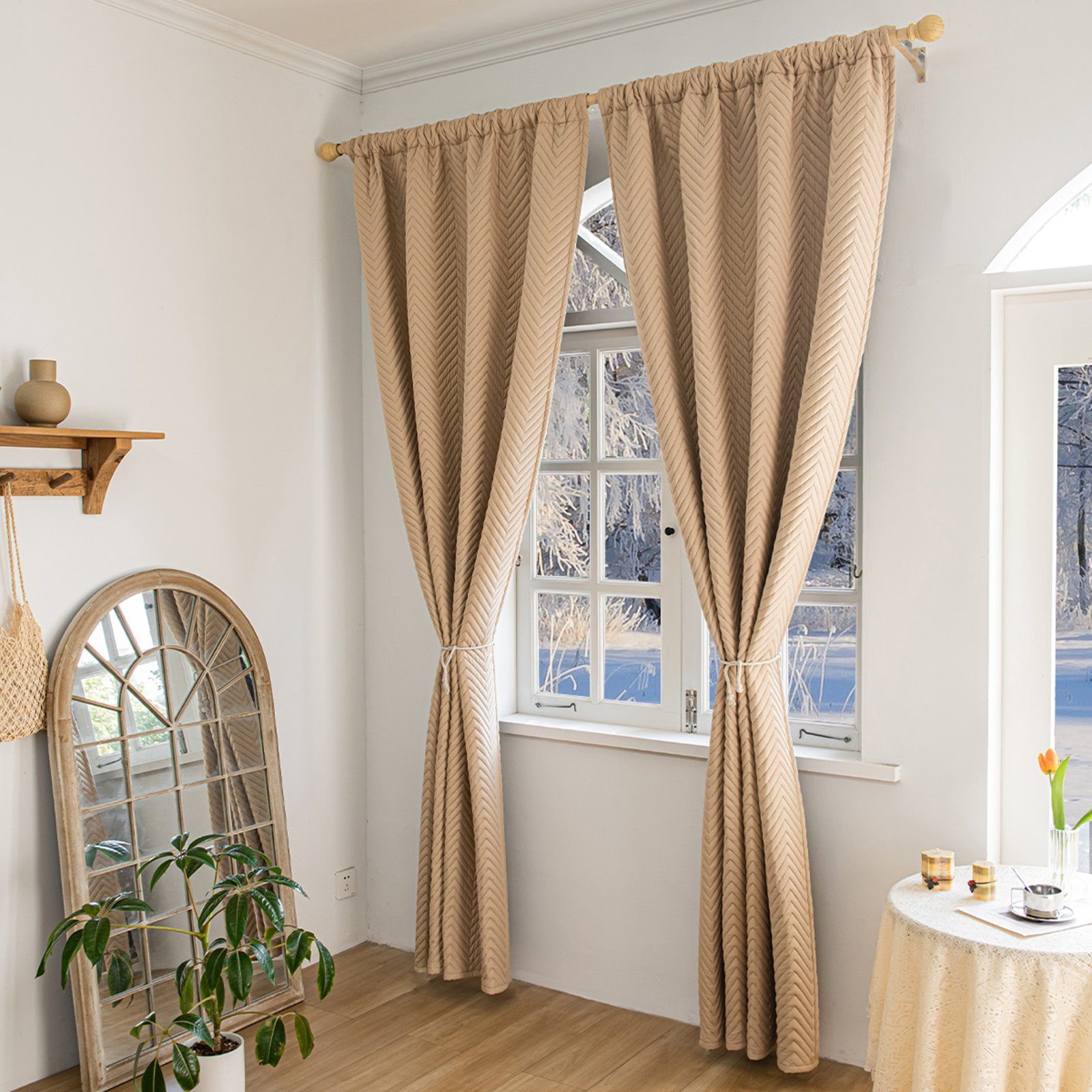 Qelus Gardine Thermovorhang Kälteschutz,Kälteschutzvorhang Wärmeschutzvorhang (1 St), Dicke Vorhänge Kälteschutz