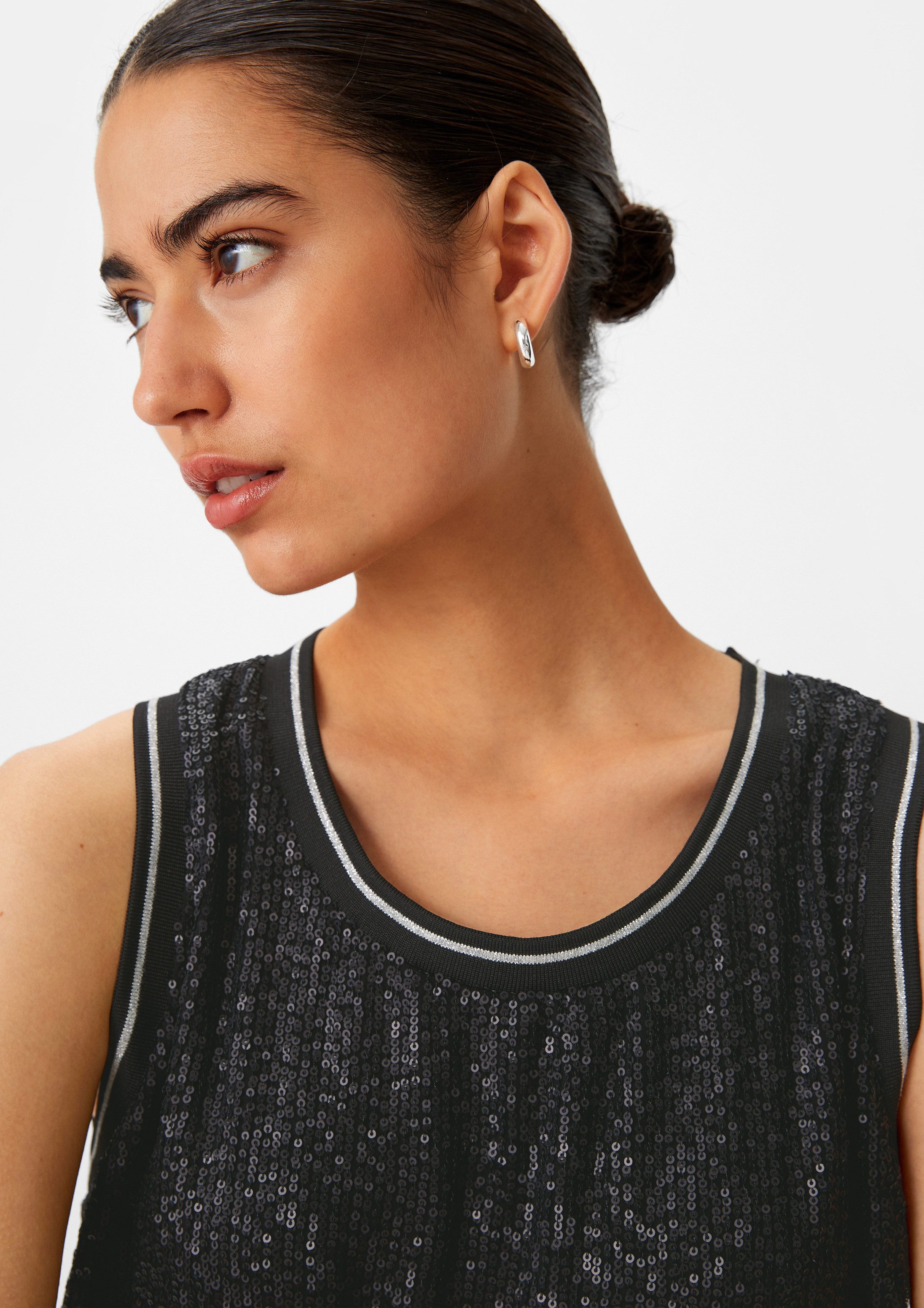 comma Blusentop Bluse Blusentop mit Pailletten