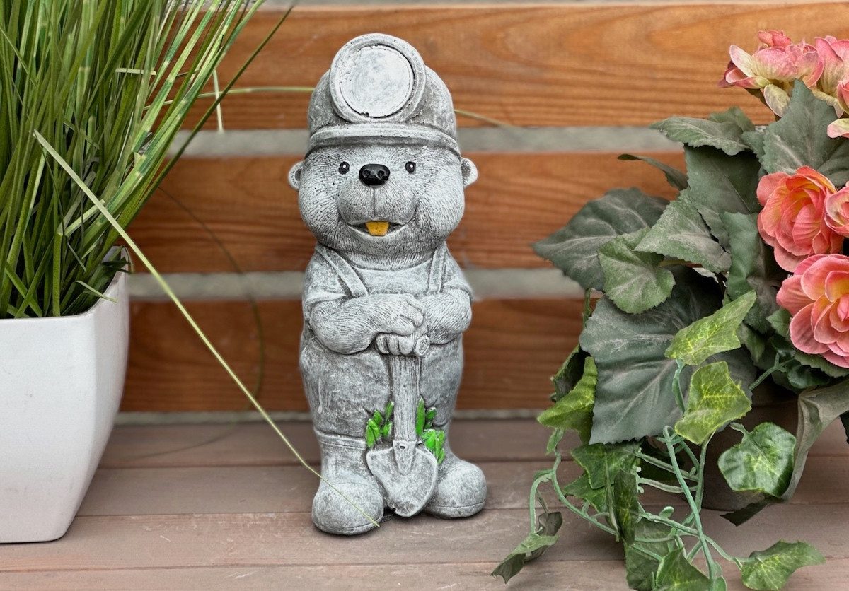 Stone and Style Gartenfigur Frostfeste Steinfigur Maulwurf Grubi Bergmann – Bild 2 von 5