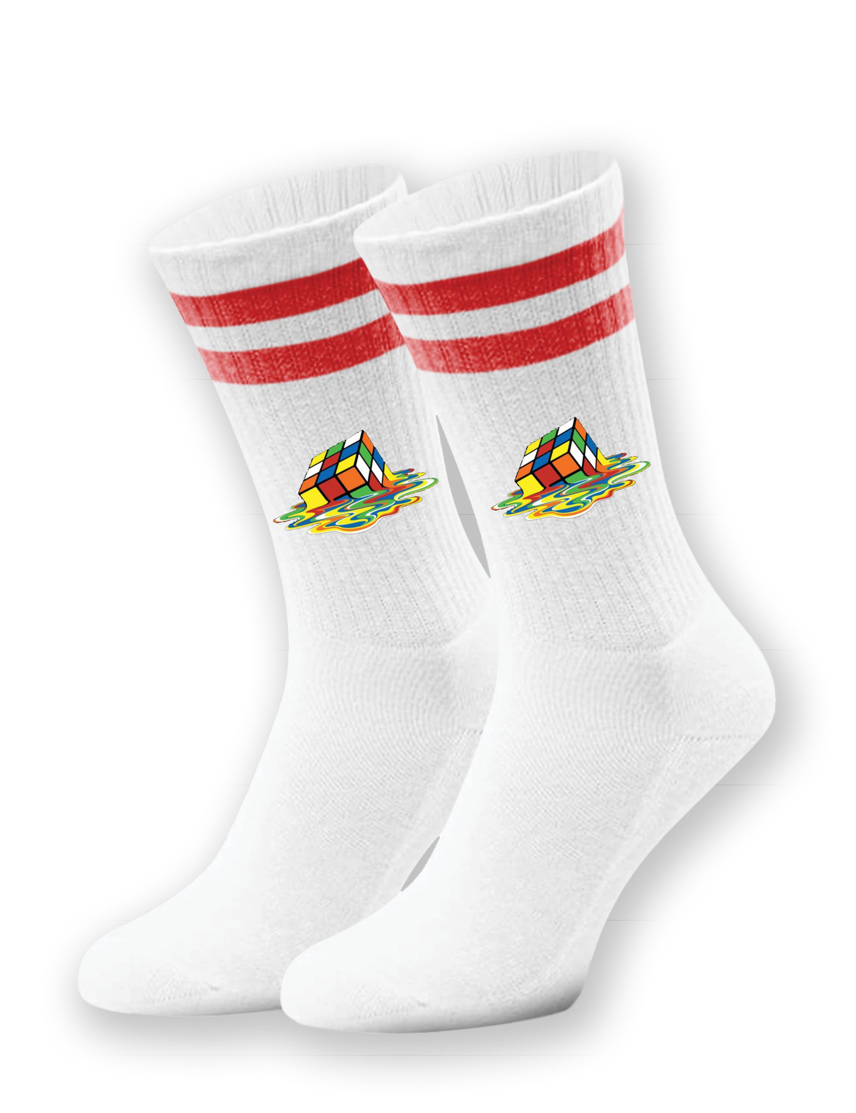 Youth Designz Tennissocken Unisex Socken "Cube Melting" Aufdruck lustig Geschenk Statement mit verstärkter Verse und Zehenbereich