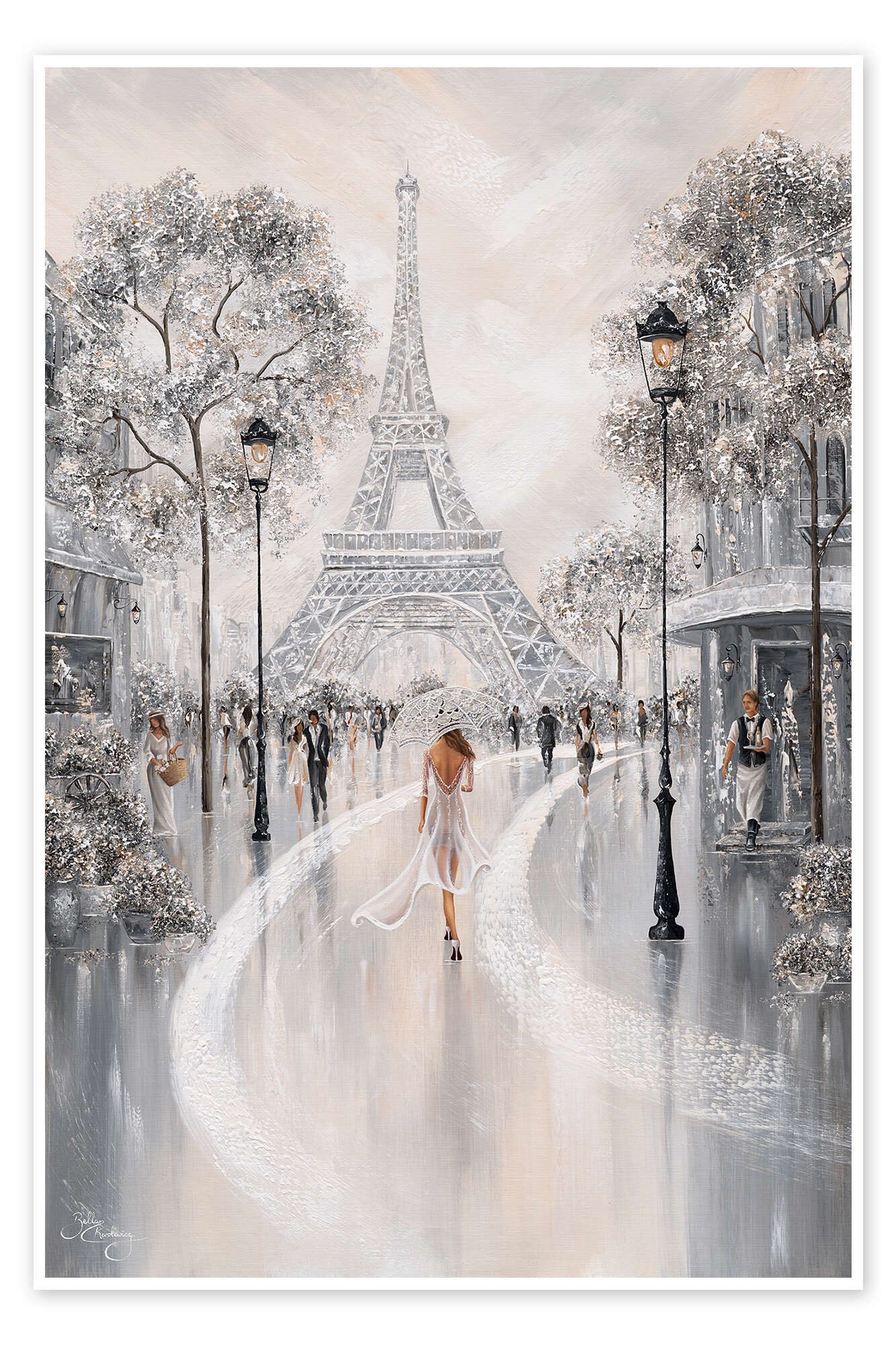 Posterlounge Wandbild Frau am Eiffelturm, Pariser Flair I, Isabella Karolewicz, erhältlich als Poster, Leinwandbild, Wandsticker oder Acrylglasbild