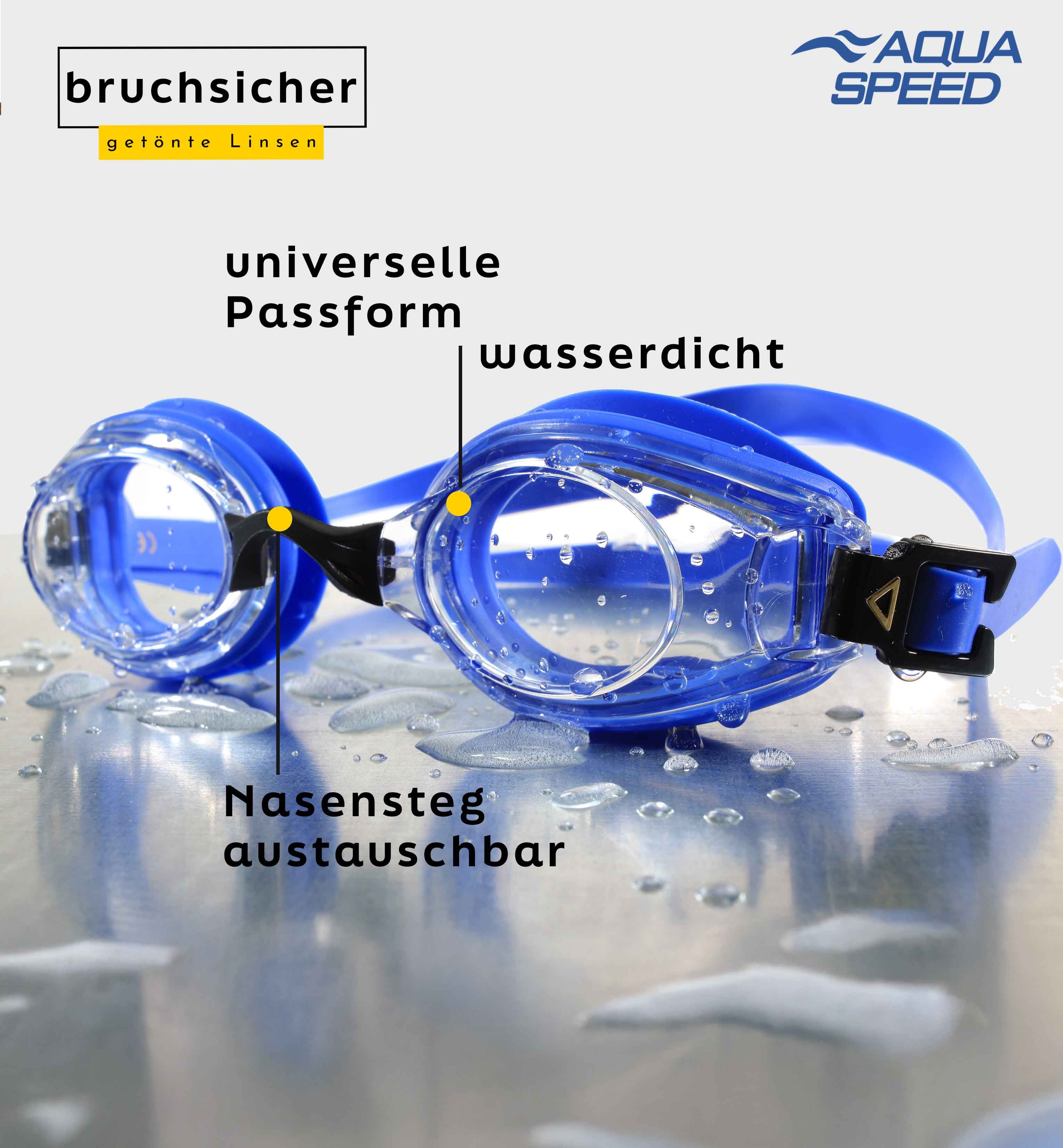 Aqua Speed Schwimmbrille mit Sehstärke für Kurzsichtige Dioptrien: -5.0 inkl. Box, (Lumina blau ungetönte Gläser -5,0), Sicherer Halt bei intensiven Trainingseinheiten