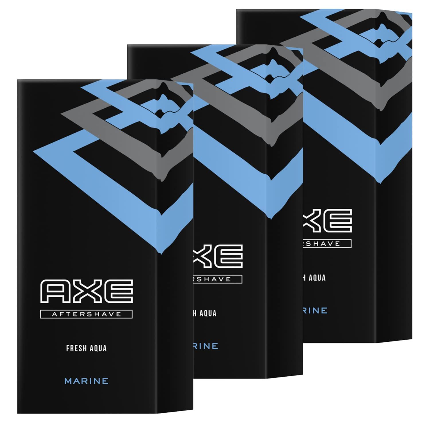 axe After Shave Lotion 3 x Axe Aftershave Marine Fresh Aqua je 100ml for men Rasierwasser, 3-tlg.