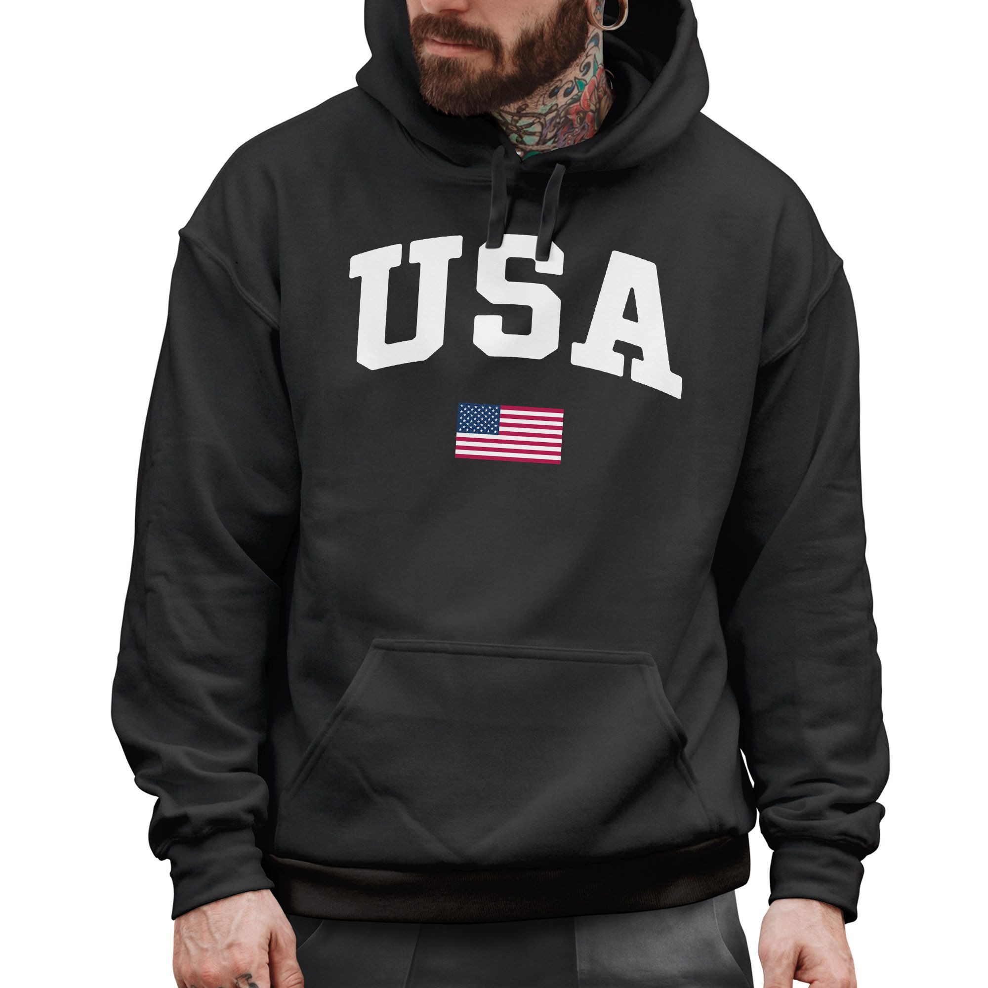 Neverless Hoodie Hoodie Herren USA Schriftzug College Retro US Flagge Amerika