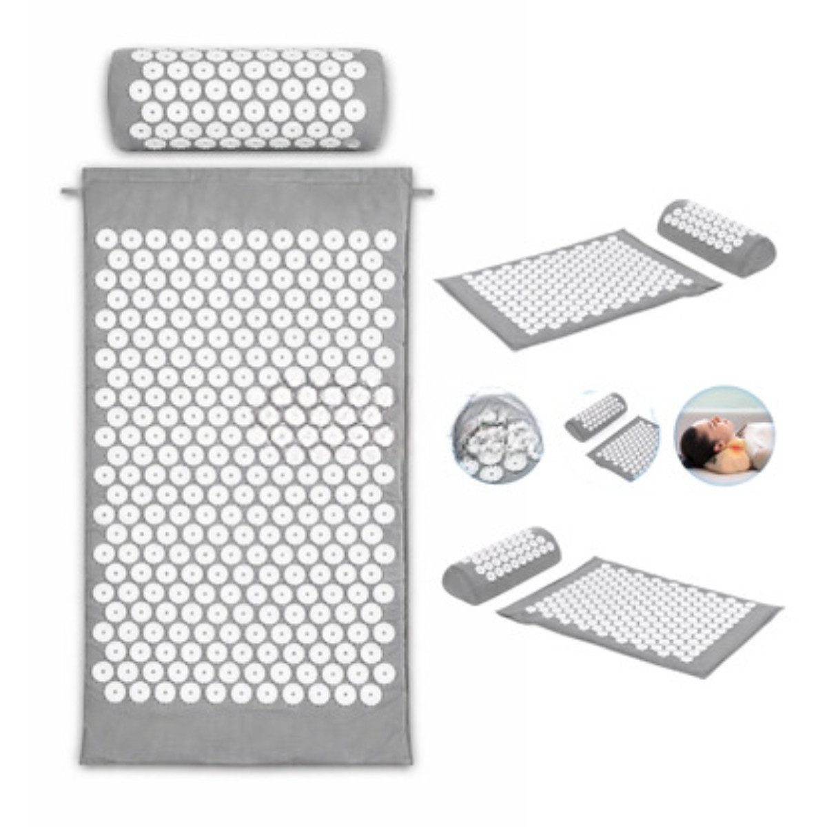 R2 Invest Yogamatte Massage Yogamatte 65 x 41 cm mit Kissen – Massage- & Entspannungsmatte (1-St)