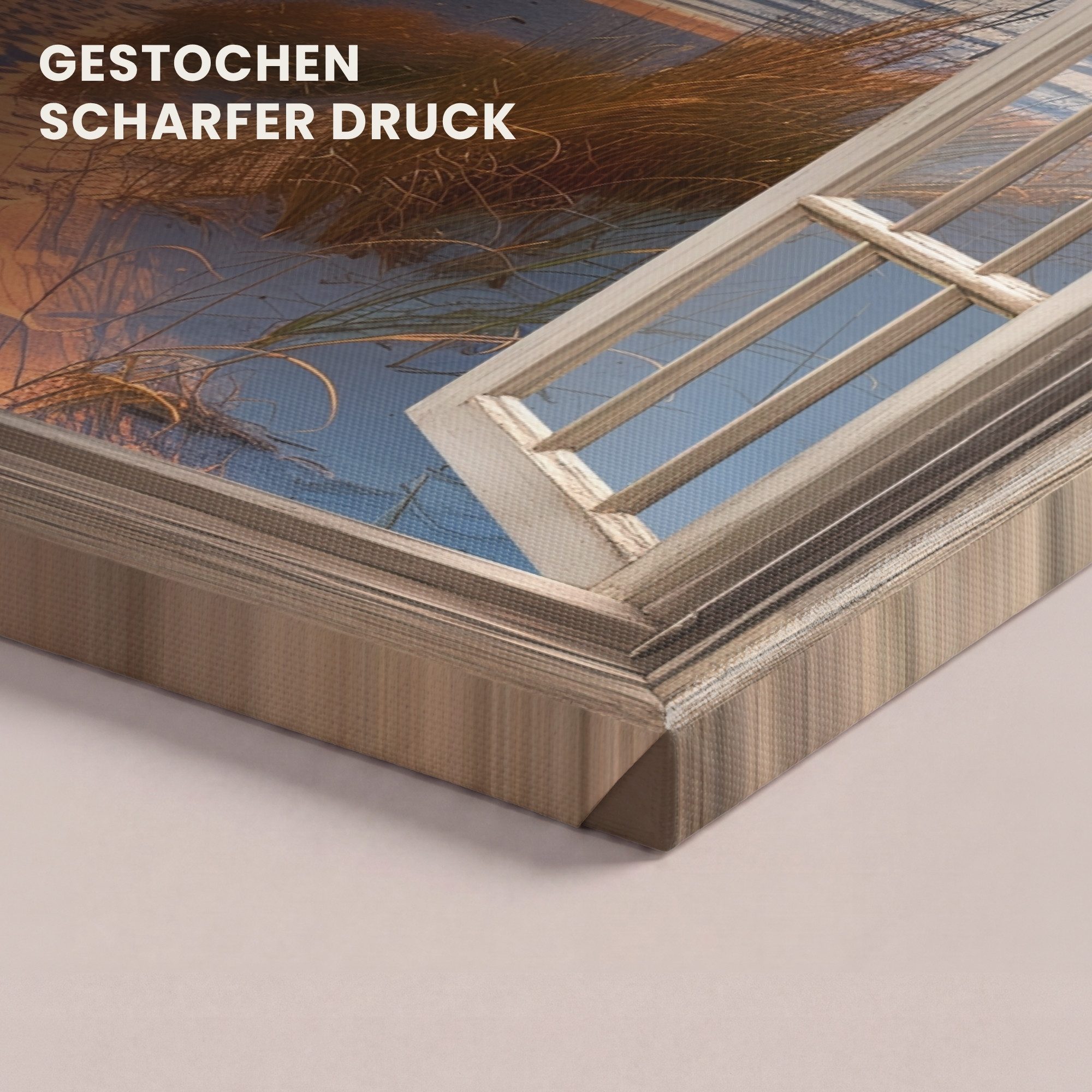 OneMillionCanvasses® Leinwandbild Durchblick - Strand - Dünen - Sonnenuntergang, Fotodruck (1 St), Leinwand Canvas Wandbild, Wanddekoration 20x30 cm – Bild 3 von 5