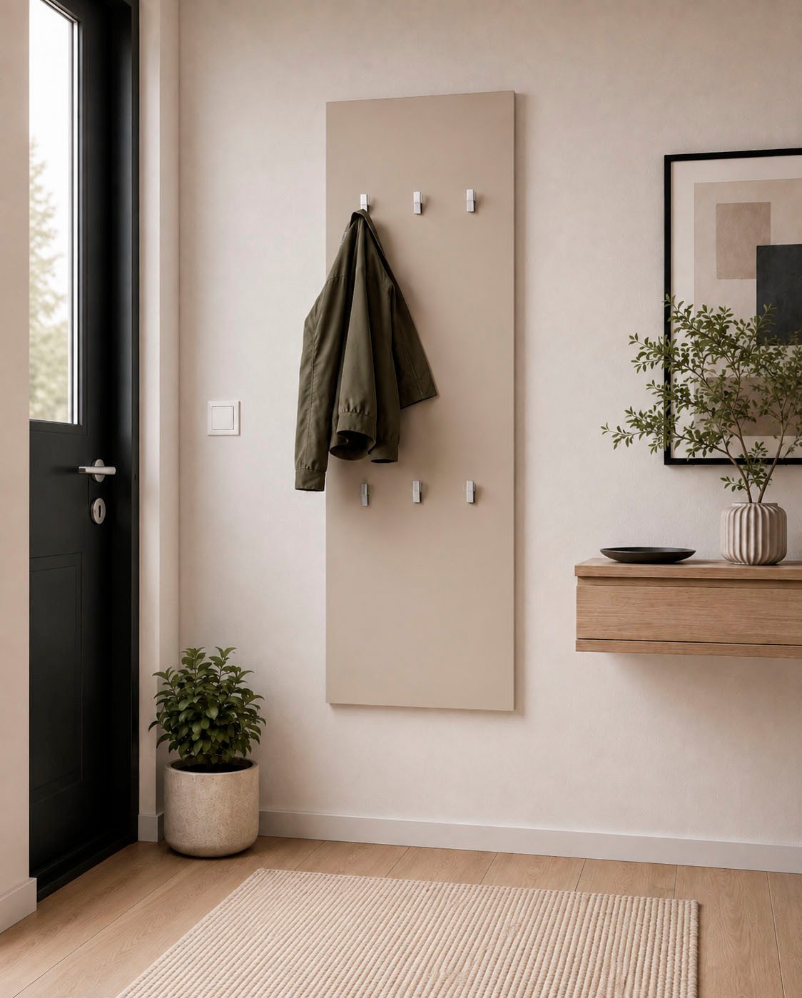 borchardt Möbel Garderobenpaneel Vaasa, 123x45cm mit Metallhaken, Garderobe hängend, 6 Haken, Wandgarderobe