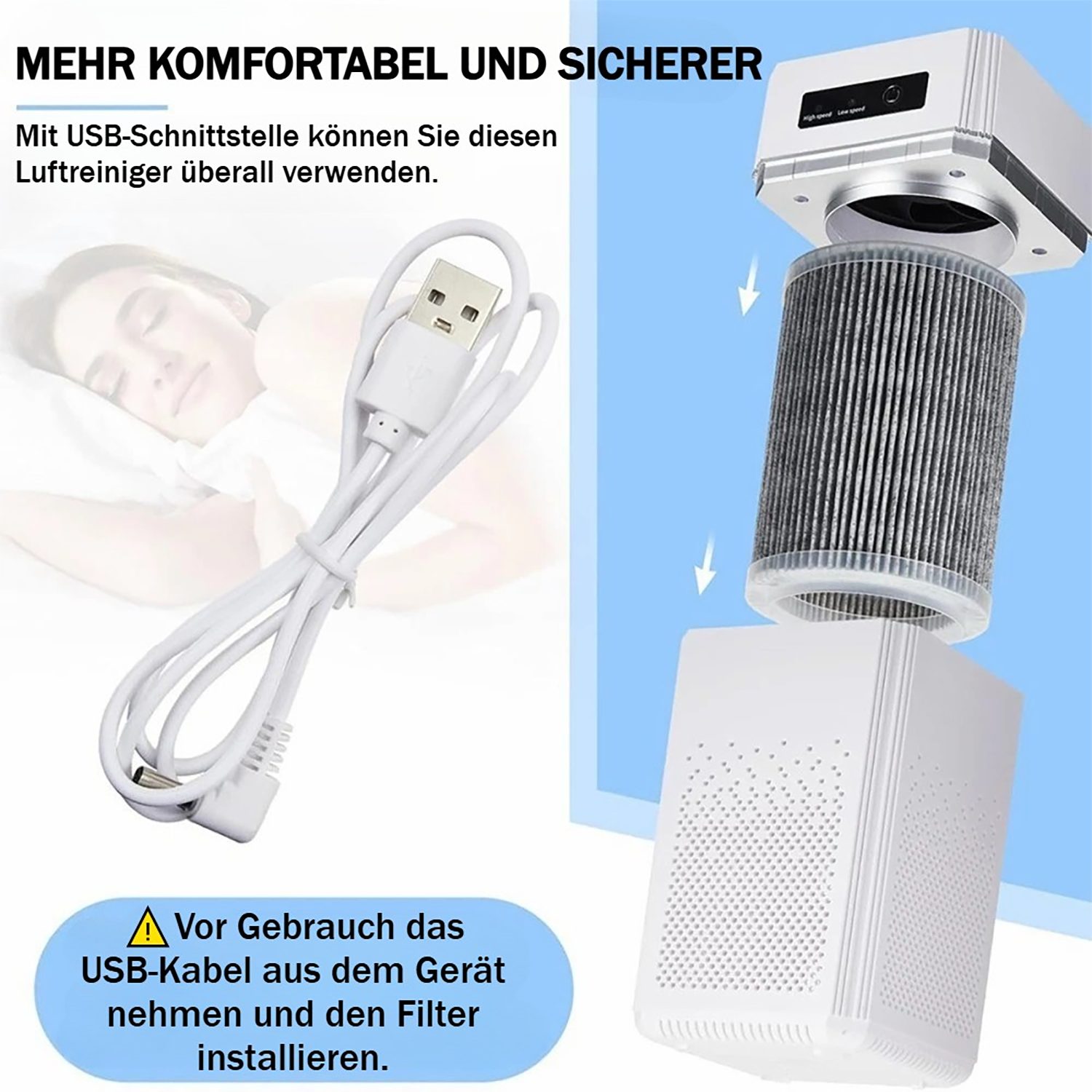 ibettertec Luftreiniger Luftreiniger Für Zuhause – Allround-Schutz,80,Stumm, Energieeffizient, für 100 m² Räume, Für Frische Und Saubere Raumluft