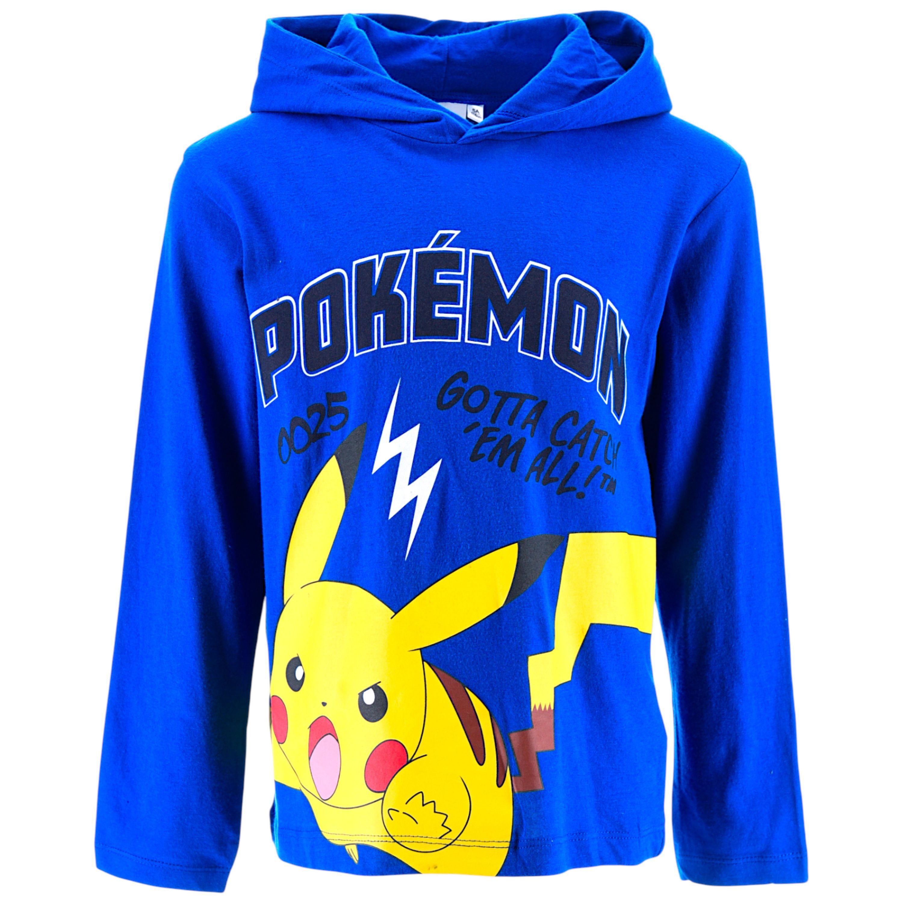 POKÉMON Langarmshirt Pikachu Jungen Shirt aus Baumwolle Gr. 104 - 152 cm