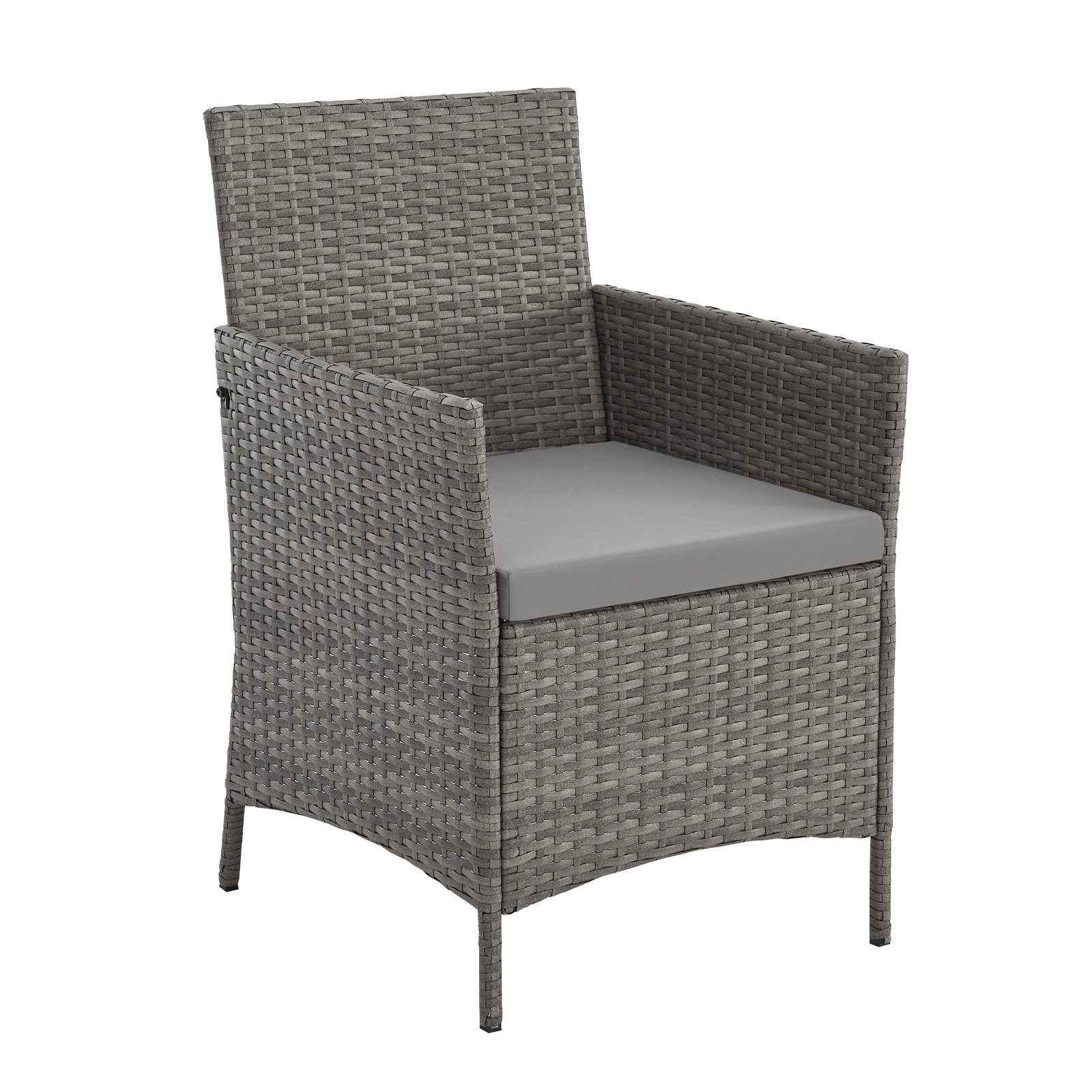 SVITA Balkonset BROOKLYN BISTRO, (Set (3-tlg), 1 Tisch, 2 Stühle), Sitzgruppe, Polyrattan, inkl. Kissen, Grau