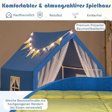 KOMFOTTEU Spielzelt Kinderzelt mit Matte, Sternlichtern, Fenster & Gazevorhang, 122 ×105 ×125 cm