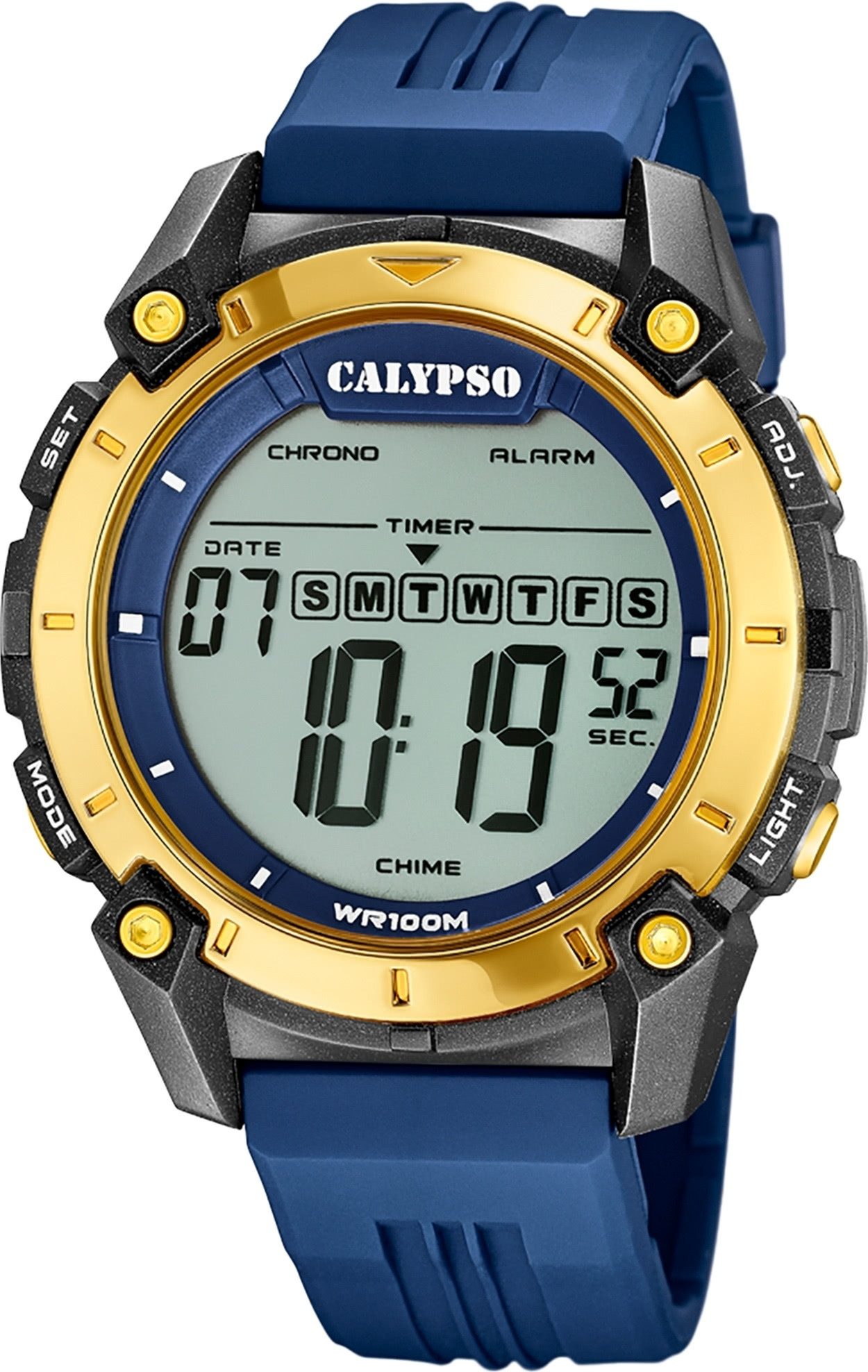 CALYPSO WATCHES Digitaluhr Calypso Herrenuhr Kunststoff blau Calypso, (Digitaluhr), Herrenuhr rund, extra groß (ca. 50mm) Kunststoffarmband, Sport-Style