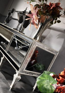 Casa Padrino TV-Schrank Luxus Barock Fernsehschrank mit Spiegelglas Silber / Gold 200 x 55 x H. 72 cm - Verspiegelter TV Schrank - Luxus Qualität