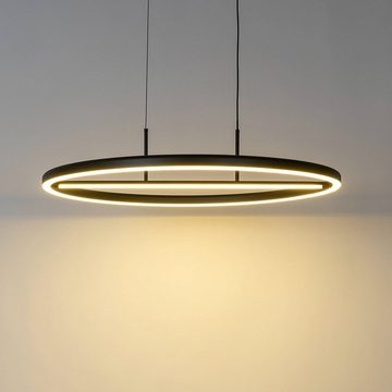 Lucande LED-Hängeleuchte Virvera, LED-Leuchtmittel fest verbaut, warmweiß, Modern, Aluminium, Silica-Gel, Eisen, Schwarz, 1 flammig, inkl.