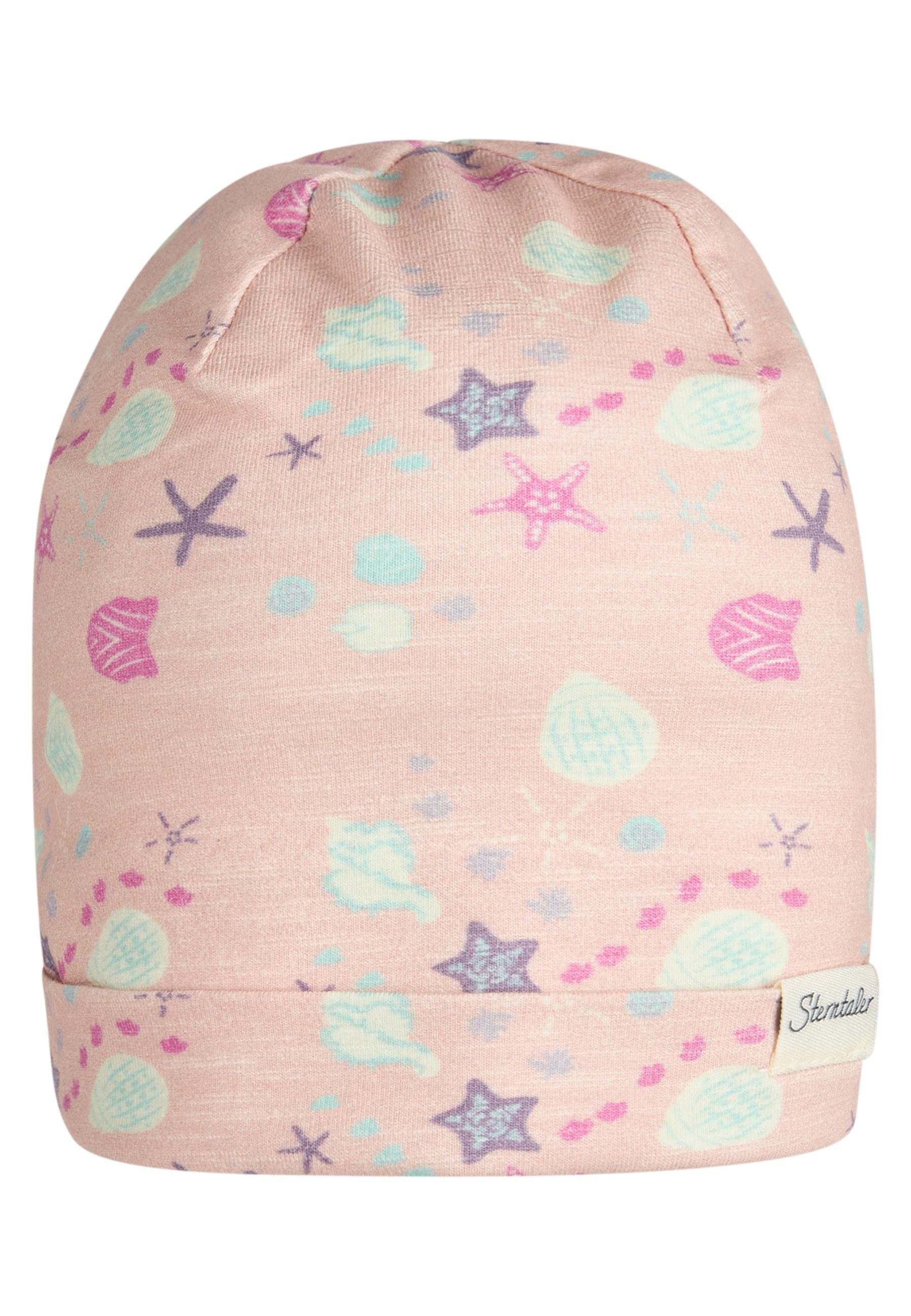 Sterntaler® Beanie UV-Schutz 30 Beanie Muscheln (1-St) Flammgarn-Jersey-Beanie mit Muscheln, zwei Tragevarianten – Bild 5 von 5