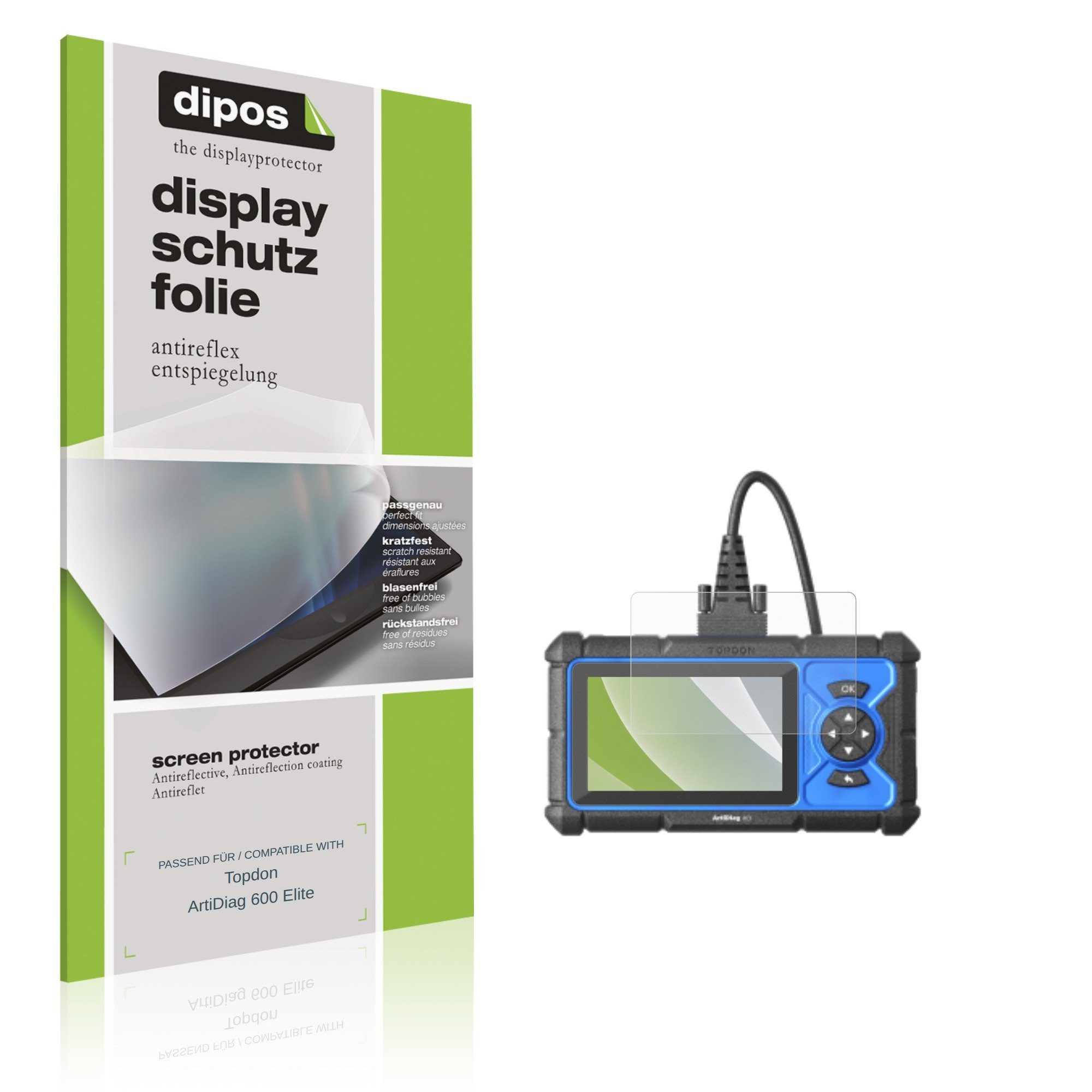 dipos Displayschutzfolie Schutzfolie für Topdon ArtiDiag 600 Elite, 4 Stück, Displayschutz Schutz Folie Made in Germany