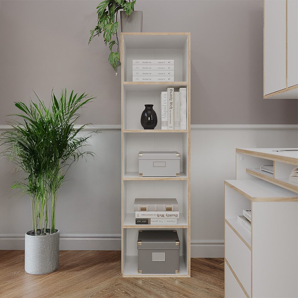 Vicco Bücherregal Tetrix, Weiß/Nordik, 40 x 140 cm mit 5 Fächern, 1-tlg.