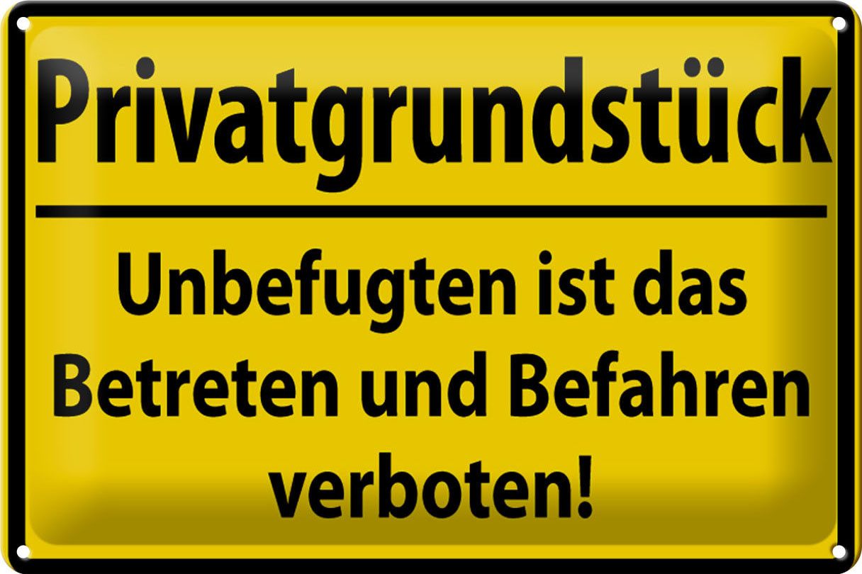 Femer GmbH Metallschild Warnschild 30x20cm Privatgrundstück, (1 St), gewölbte Oberfläche, abgerundete Ecken, umgeschlagene Kanten