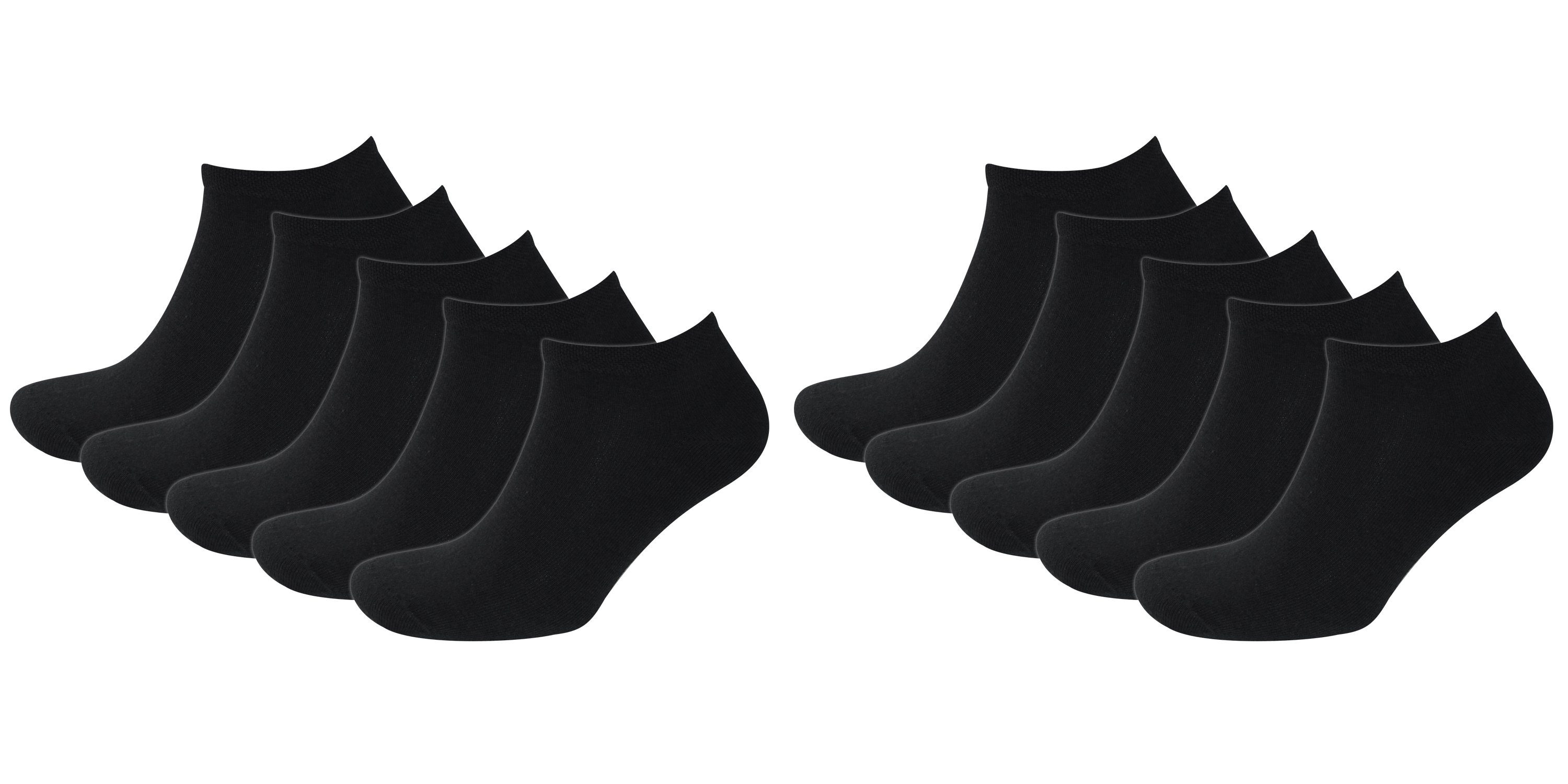 COOL7 Sneakersocken Damen und Herren Sneaker Socken Basic Line 10er Pack (10er Pack, 10er Pack) angenehmes Tragegefühl durch weichen Komfortbund Schwarz