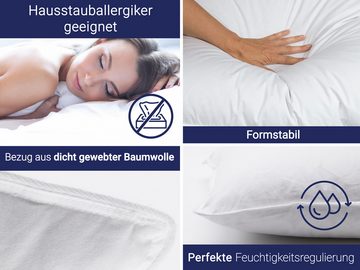 Kopfkissen, ZOLLNER, Füllung: 85% Federn, 15% Daunen, Seitenschläfer, waschbar bis 60°C, Trocknergeeignet, 60 x 80 cm, 100% Baumwolle, vom Hotelwäschespezialisten