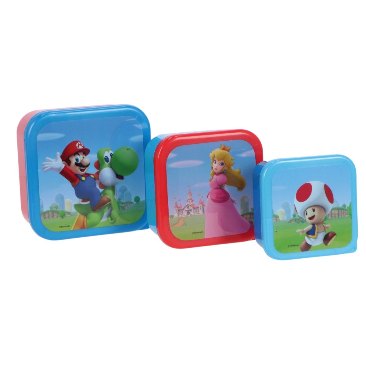 Super Mario Lunchbox 3 in 1 Snackbox für Kinder Schule Kindergarten Freizeit und Ausflüge, PP, (3-tlg)