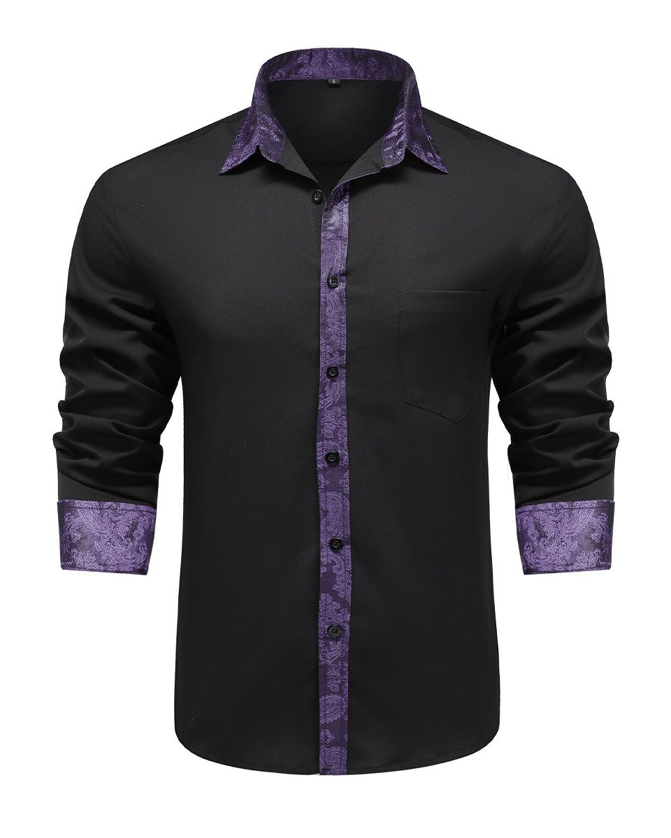 Allthemen Langarmhemd mit Stickmuster Kontrast Langarmhemd Regular Fit günstig online kaufen