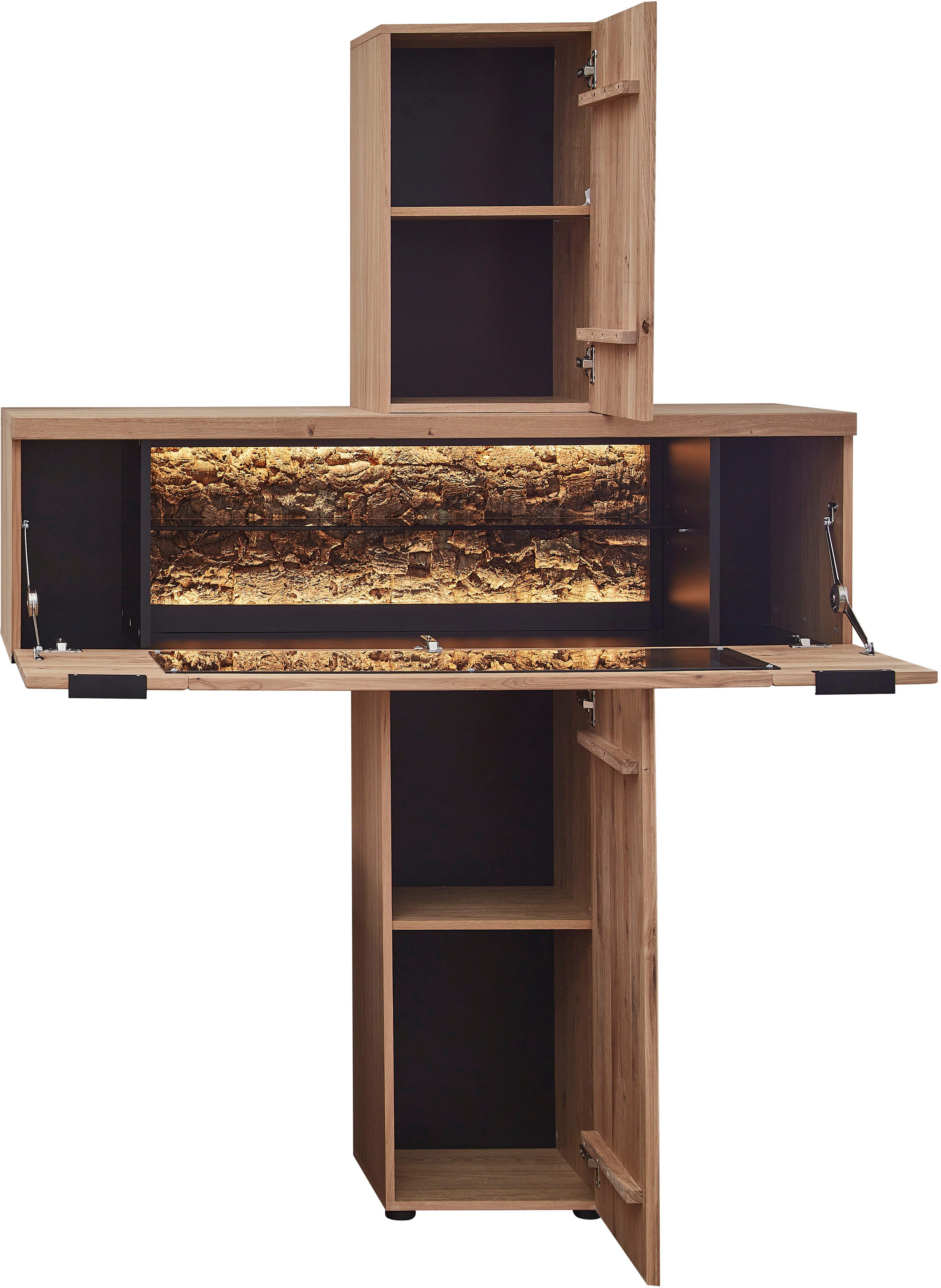 Innostyle Stauraumvitrine Donna Stauraum-Säule, 140x203x42 (BxHxT) (1-St) Beleuchtung bestellbar, 2 türig, Echtkork Absetzung, L/R verwendbar