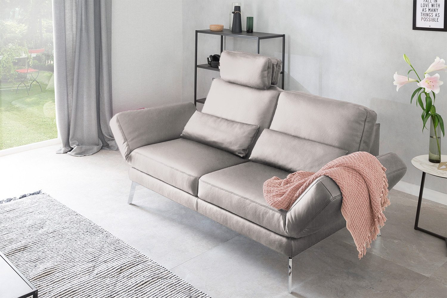 KAWOLA 2-Sitzer HURRICANE, Sofa Couch Relaxfunktion Leder verschiedene Farben 170x93 cm