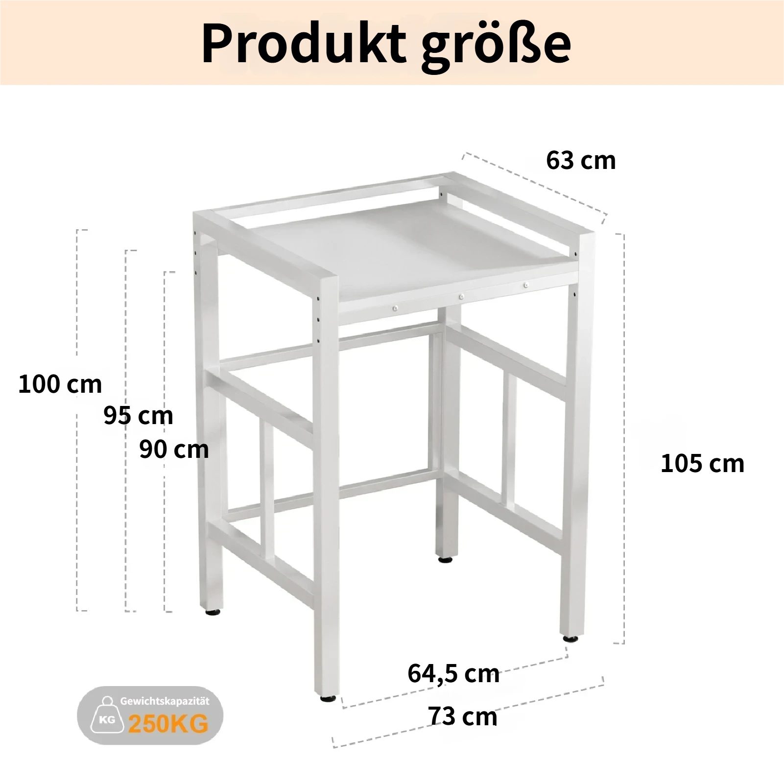 Rutaqian Waschmaschinenunterschrank für Waschmaschine & Wäschetrockner,bis 250kg, 73x63x105cm Weiß Höhenverstellbar Wäschetrocknerständer Regal über Waschmaschine