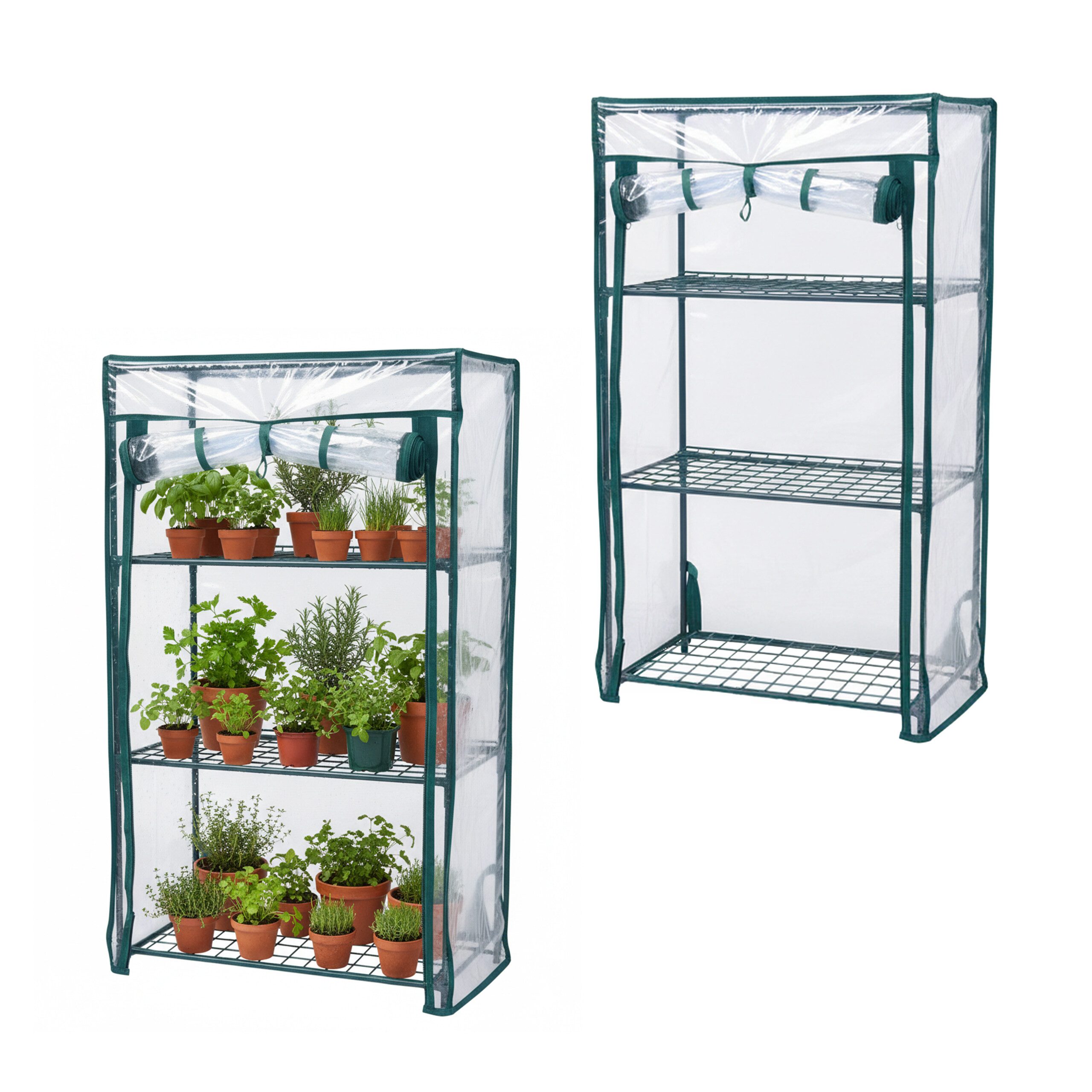 relaxdays Foliengewächshaus Balkon Gewächshaus mit PVC-Folie, 2er Pack